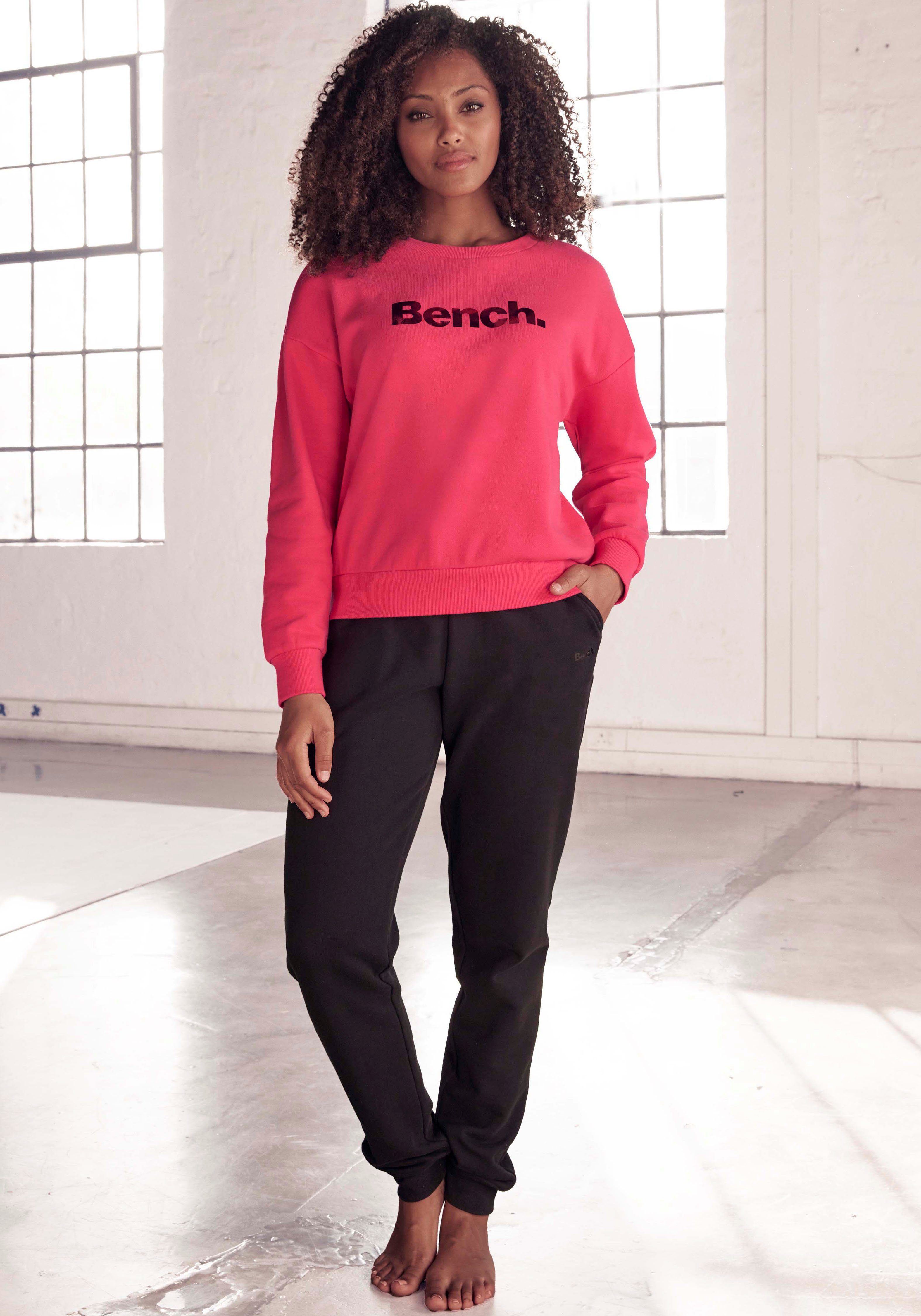 Bench. Loungewear Sweatshirt Loungeshirt met glanzende logoprint, loungewear