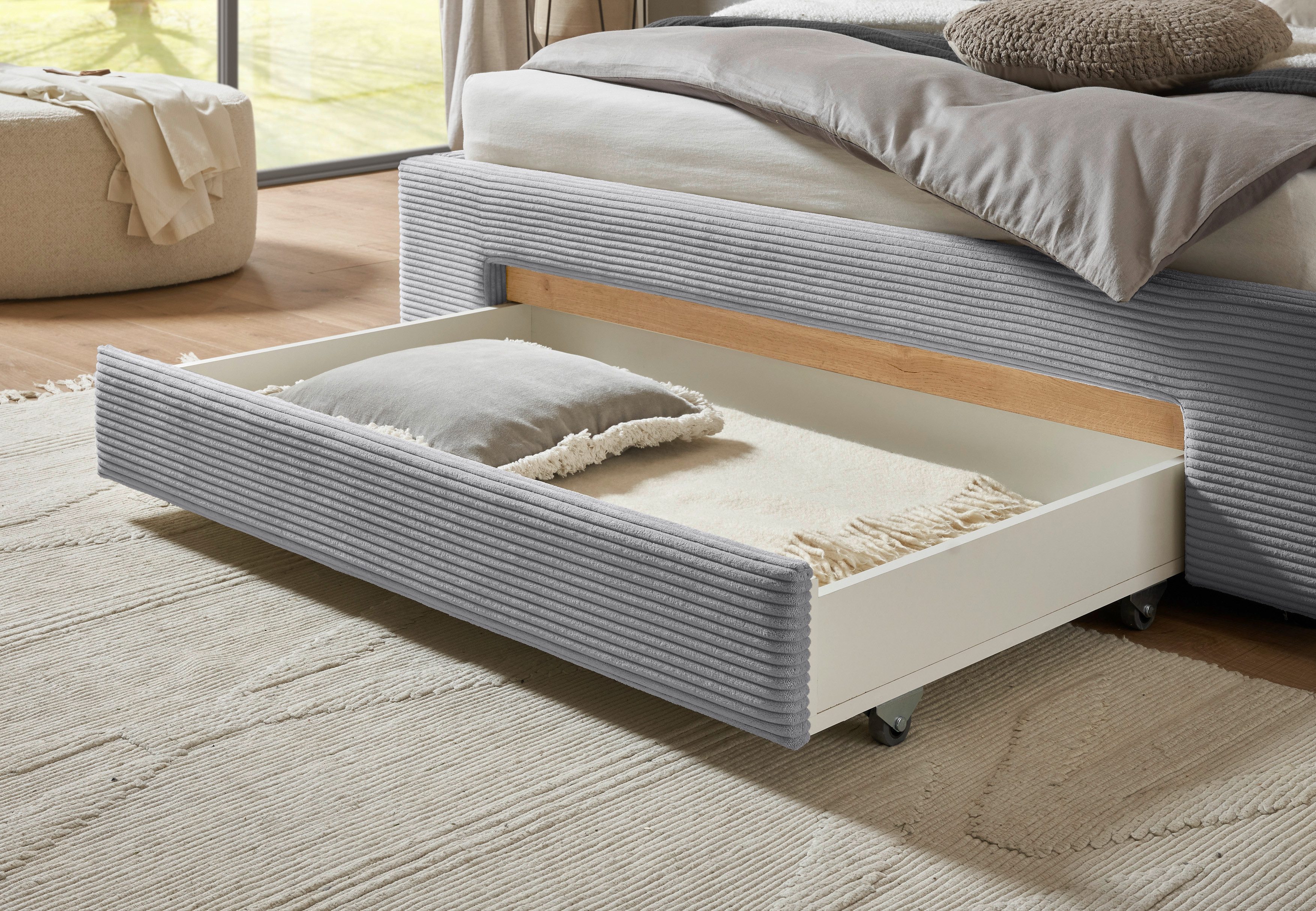 INOSIGN Gestoffeerd bed CiTY/GiRON,, gepolsterd opbergbed, met LED-verlichting Bedkisten met hondenbed of als opbergruimte, opklapbare hoofdeinden