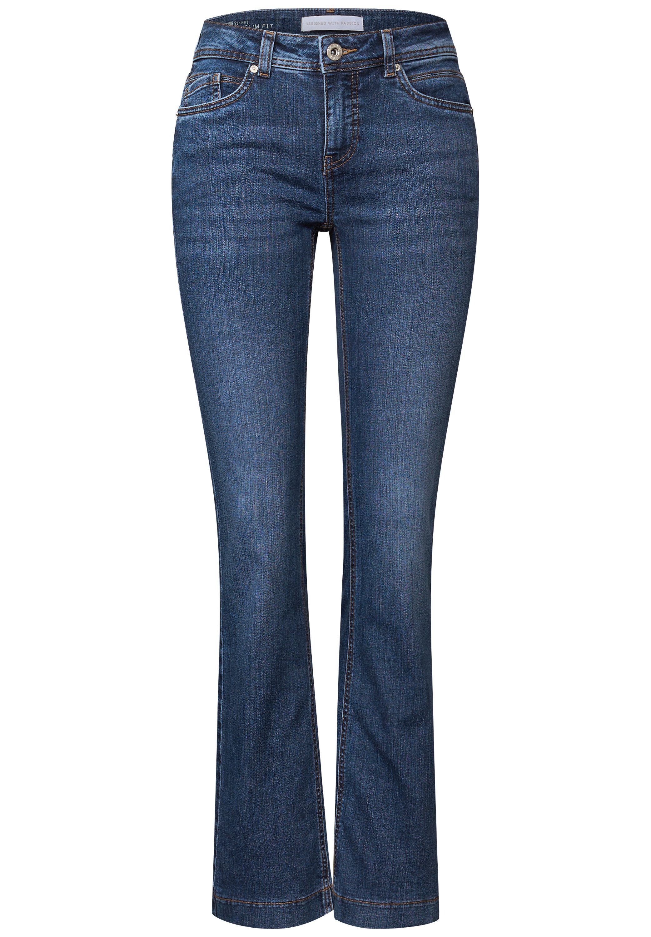 STREET ONE Bootcut jeans Stijl bootcut in een slim fit pasvorm en met stretch