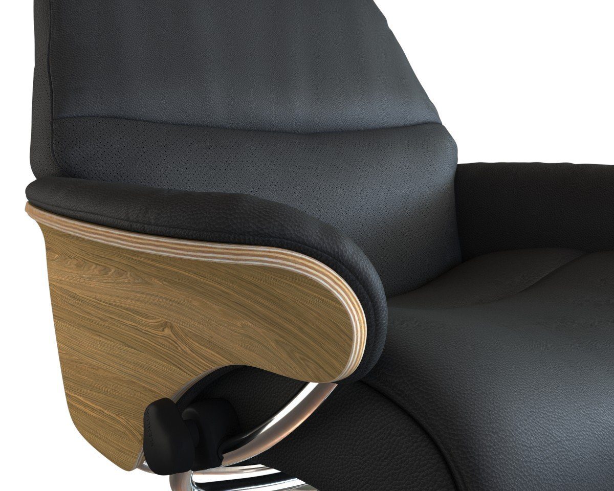 FLEXLUX Relaxfauteuil Aarhus, functionele stoel, gestoffeerde stoel, armleuning, TV-fauteuil, Relaxfunctie & hoofd- en rugverstelling, armleuning eiken, voet aluminium