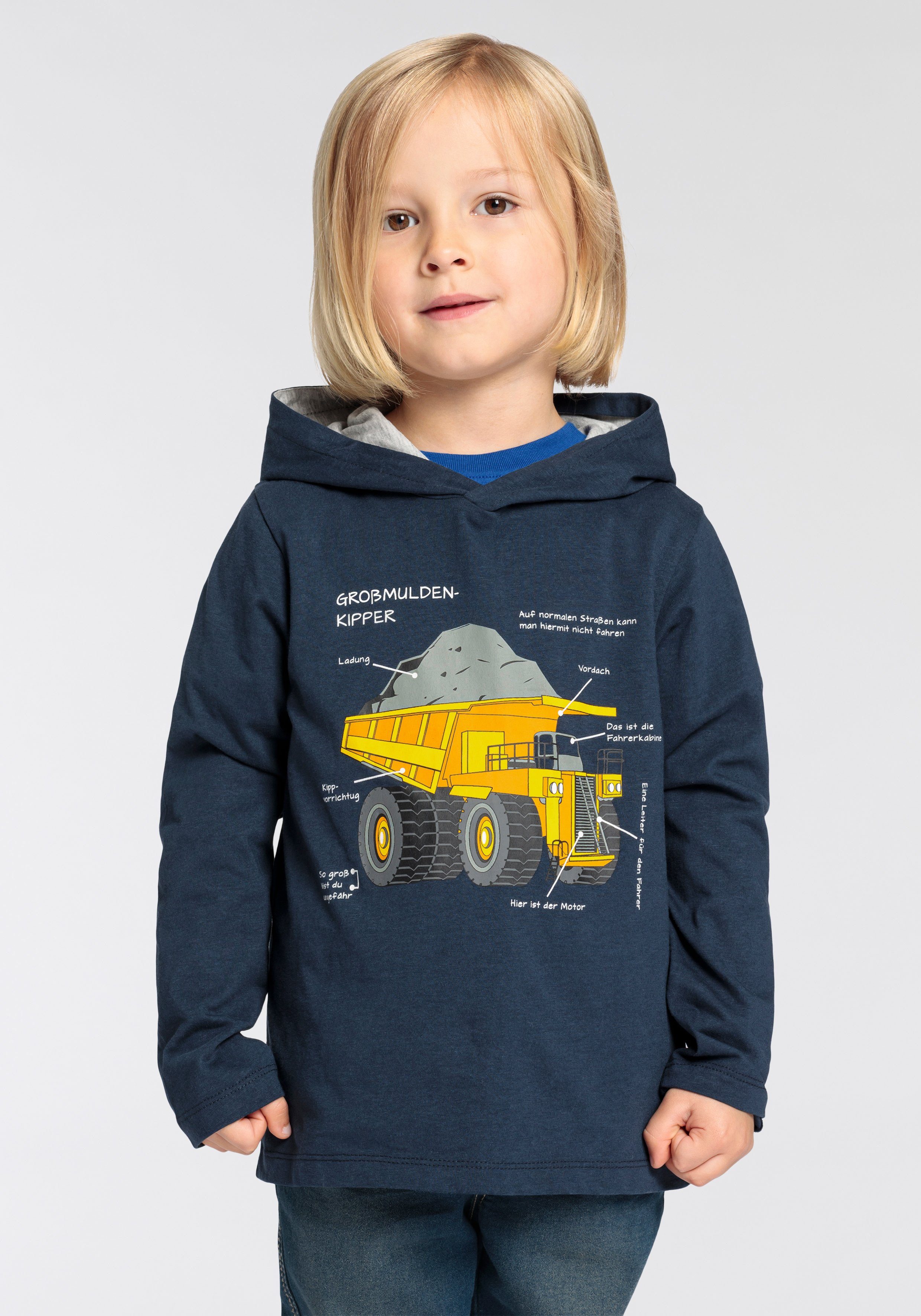 KIDSWORLD Shirt met lange mouwen LKW kiepwagen Lange mouwen, basic pasvorm, met modieuze print, ronde hals