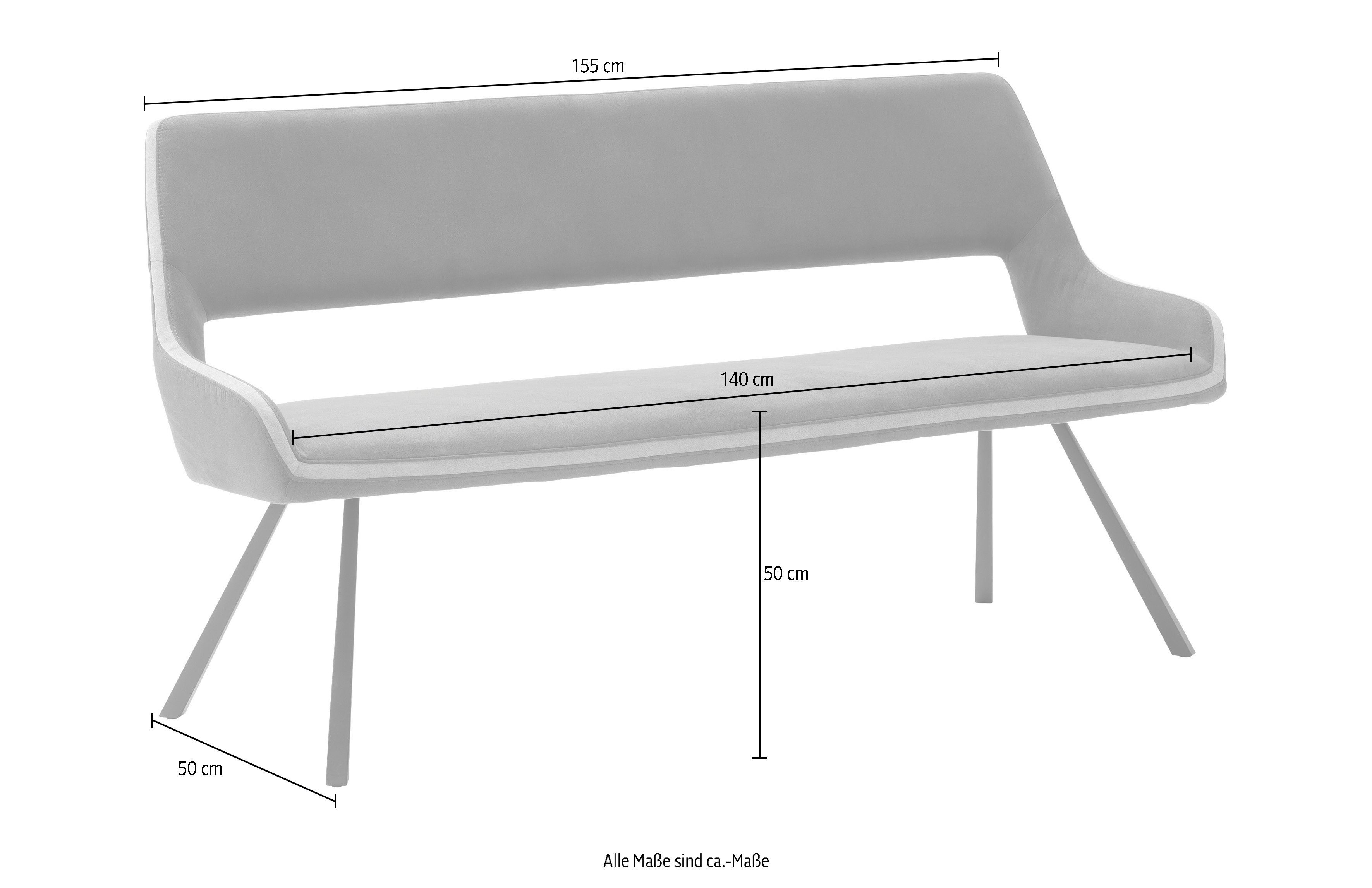 MCA furniture Zitbank Bayonne tot 280 kg belastbaar, zithoogte 50 cm, naar keuze 155 cm-175 cm breedte