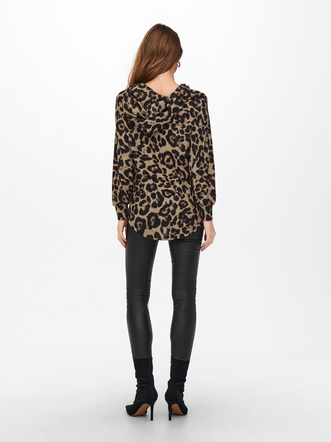 Only Capuchonshirt ONLELCOS EMMA L/S HOOD met verschillende prints of effen kleuren