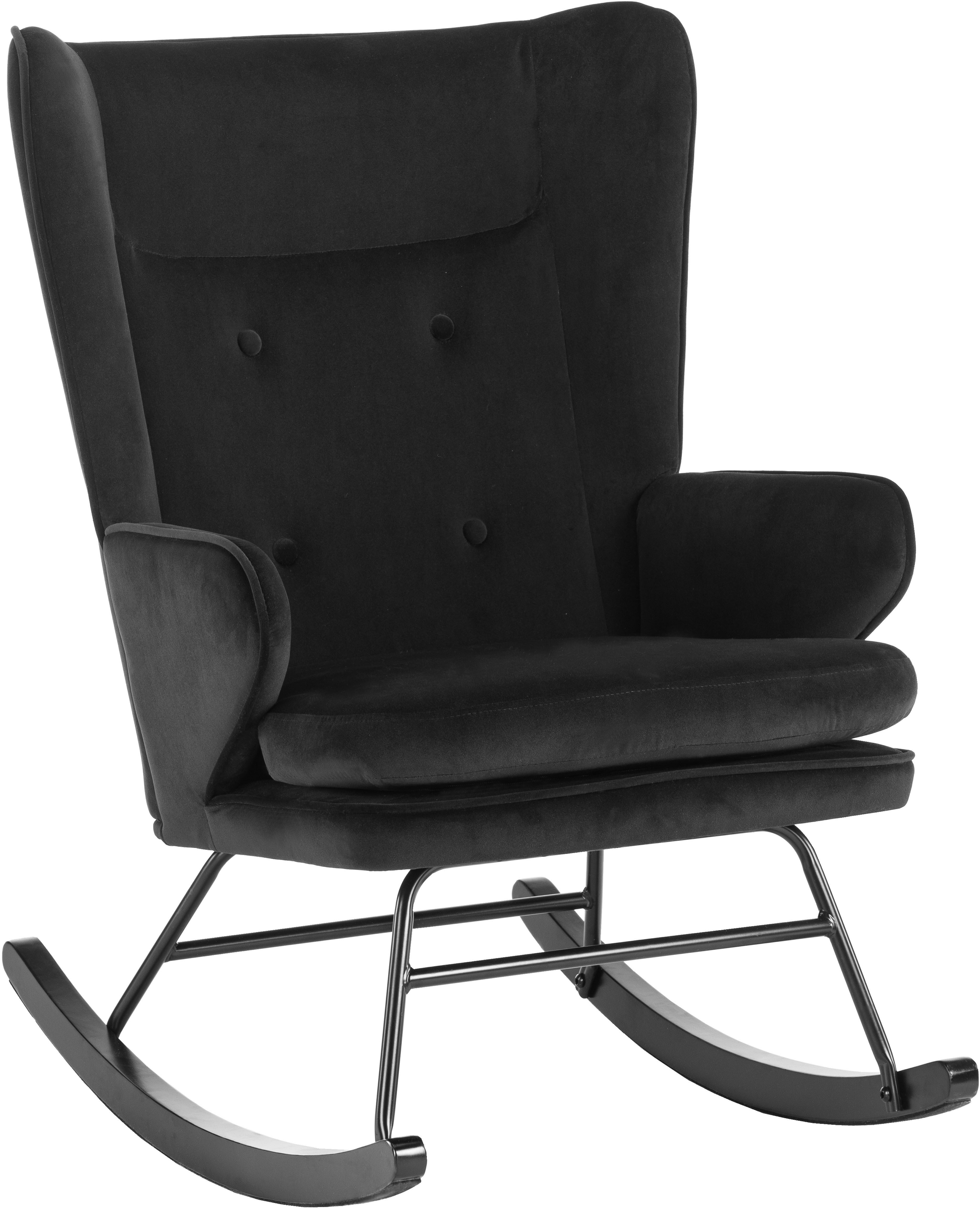Kayoom Schommelstoel Melorie 125, metalen frame met houten slede Schommelstoel, decoratieve knopen, metalen frame met houten slede (1 stuk)