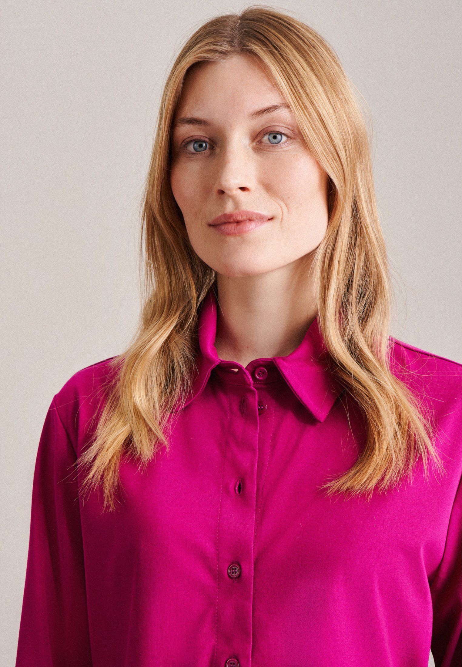 seidensticker Overhemdblouse Zwarte roos Lange mouwen kraag uni