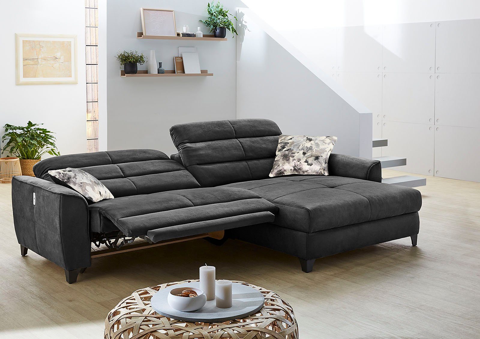 Jockenhöfer Gruppe Hoekbank Double One L-vorm met 2 x 120 cm brede, elektrisch verstelbare relaxfuncties