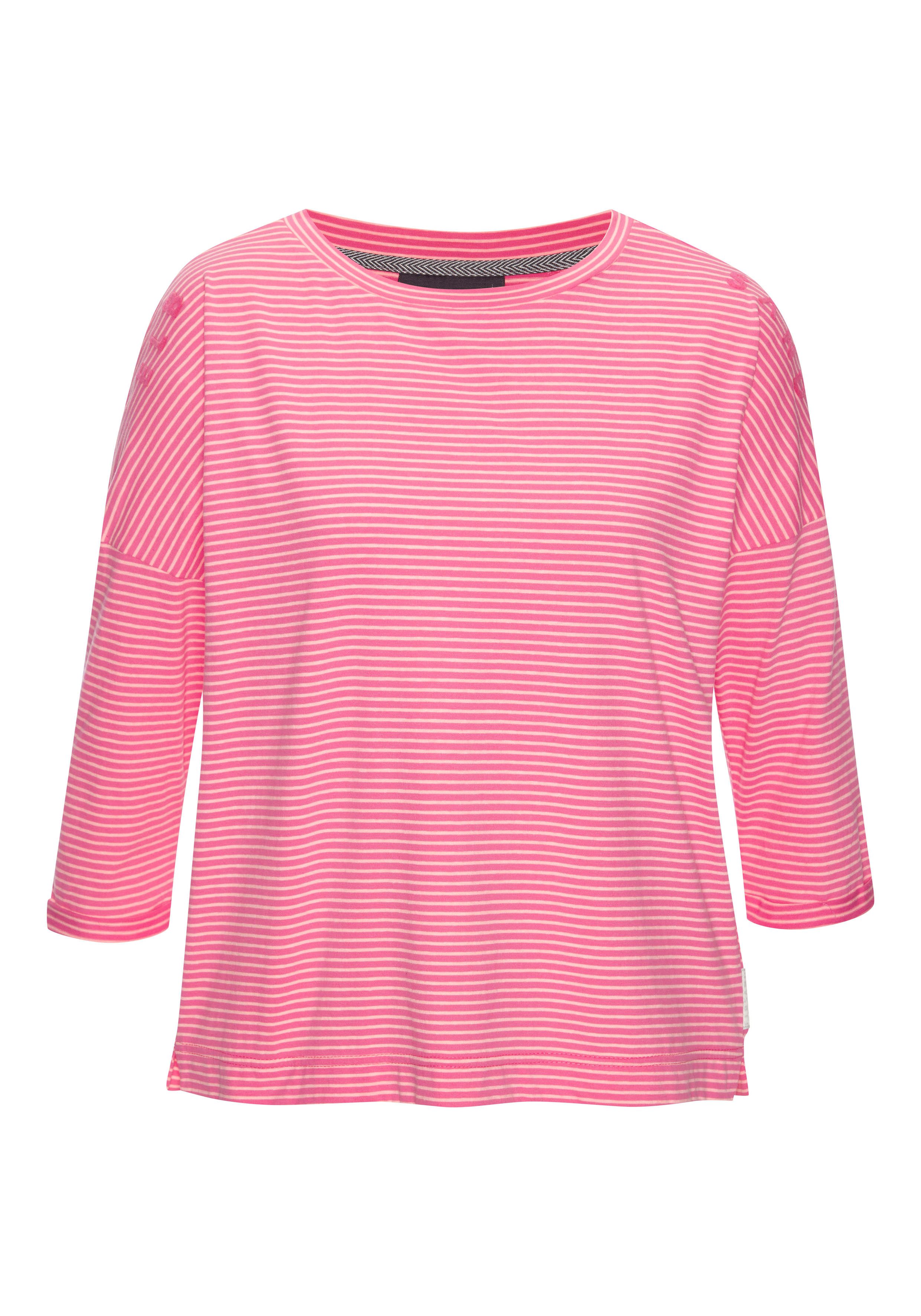 Elbsand Shirt met 3/4 mouwen Veera met logo-print en overlappende schouders, casual shirt