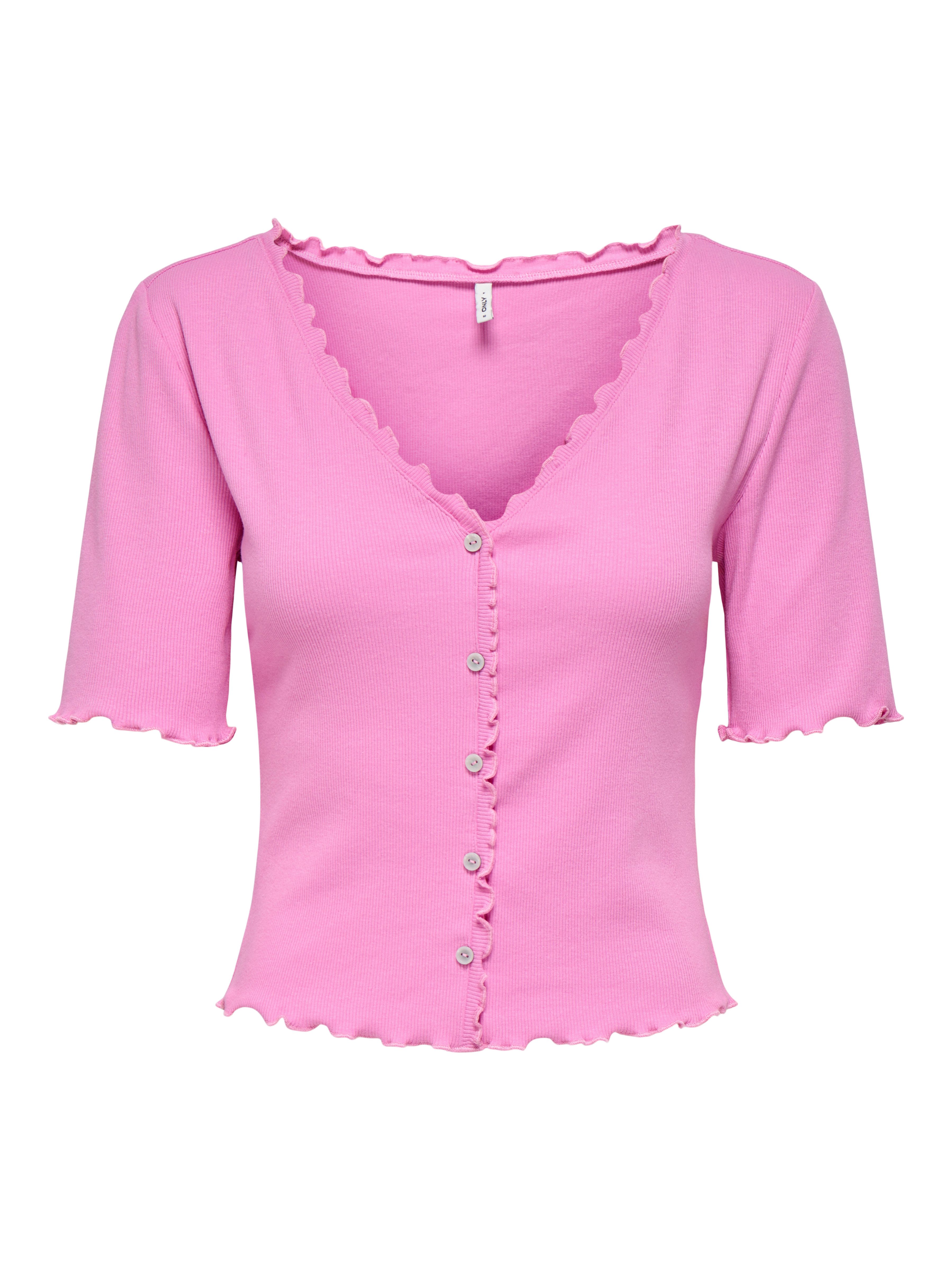 Only Shirt met korte mouwen ONLLAILA S/S BUTTON TOP JRS