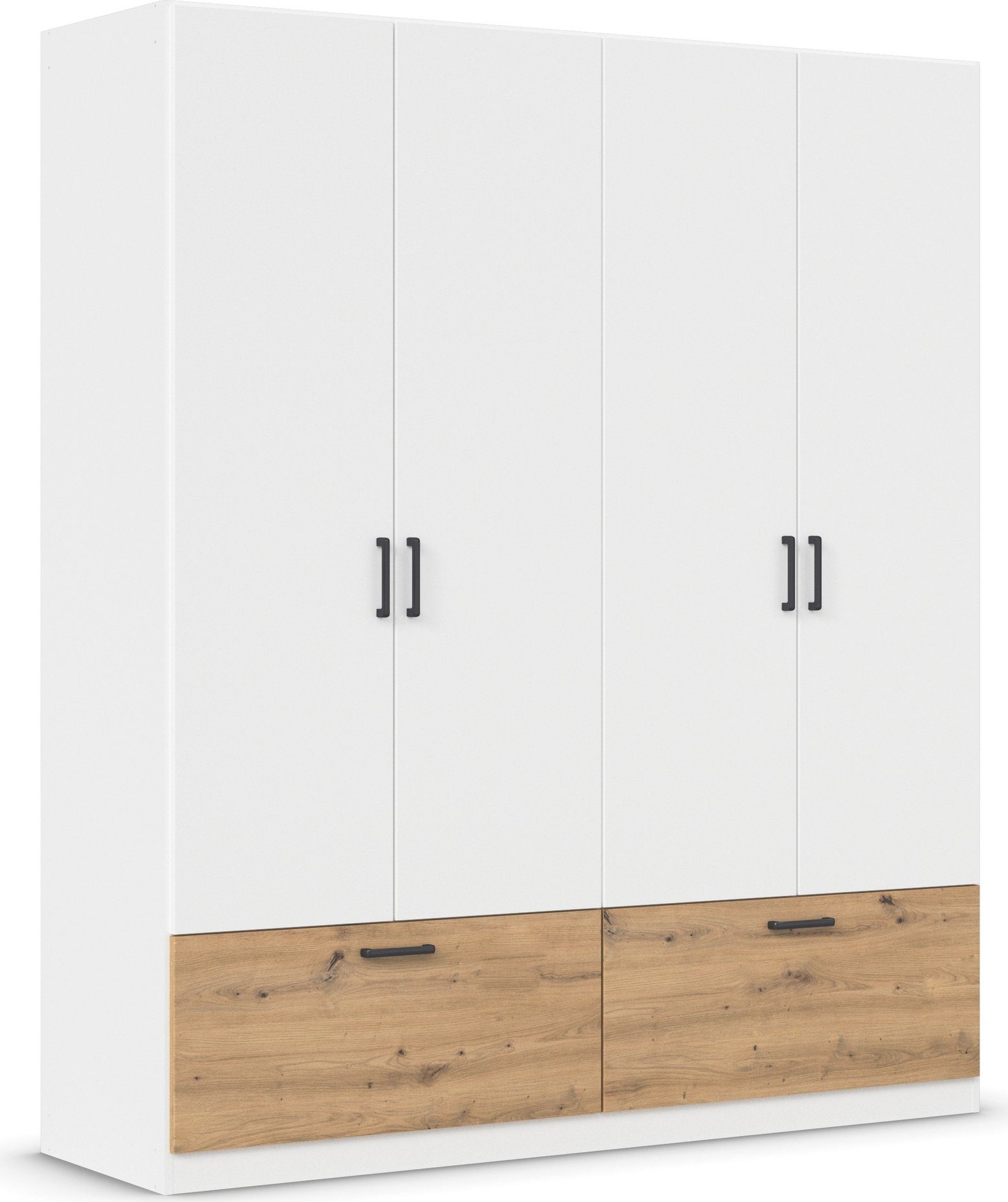 rauch Draaideurkast Kledingkast kast garderobe waskast BARI met lades en moderne greep in grijs metallic made in germany