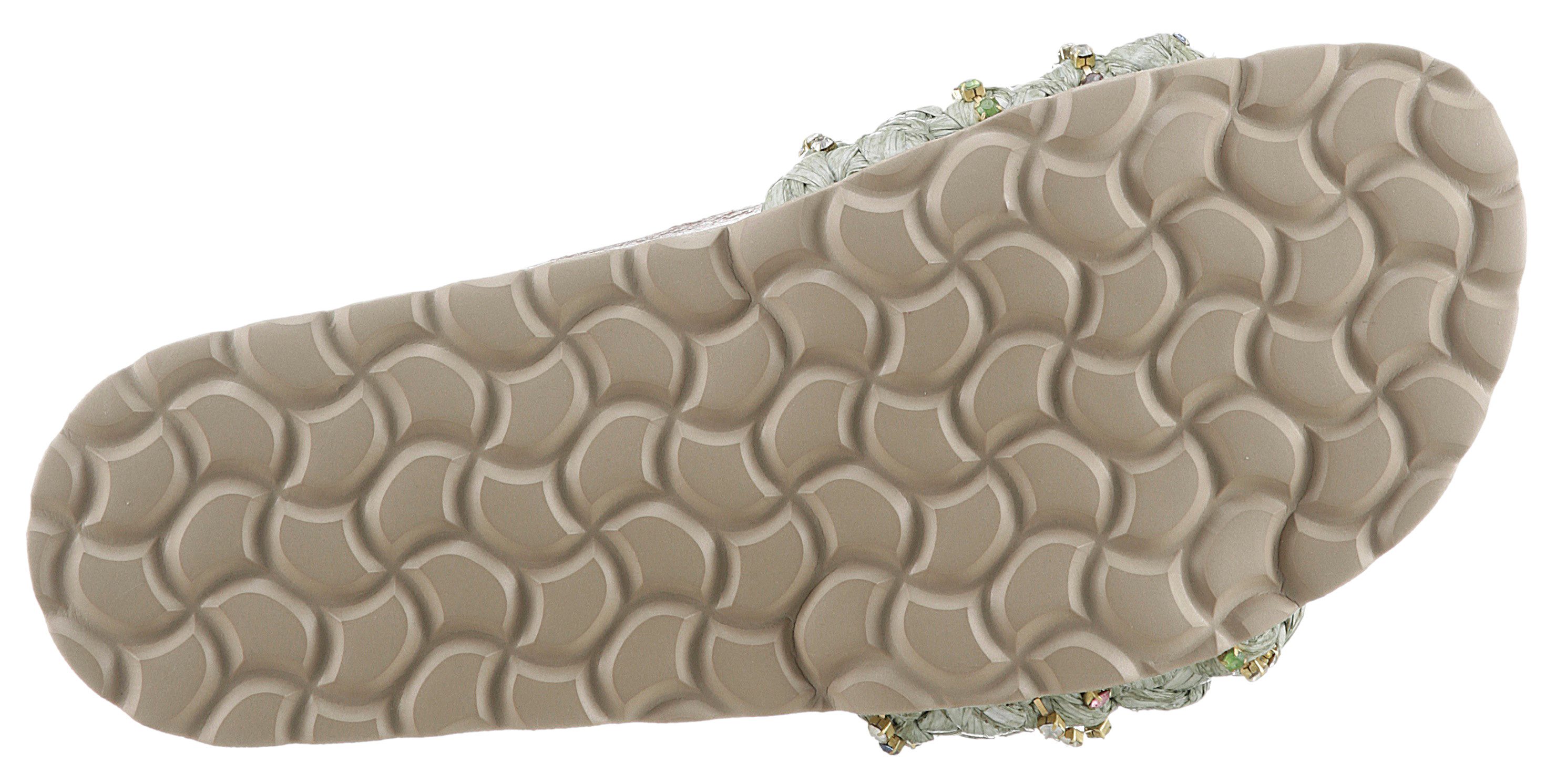 VERBENAS Slippers RICA TRENZA RAFIA BRILLOS , zomerschoen, badschoen, slippers met leren voetbed