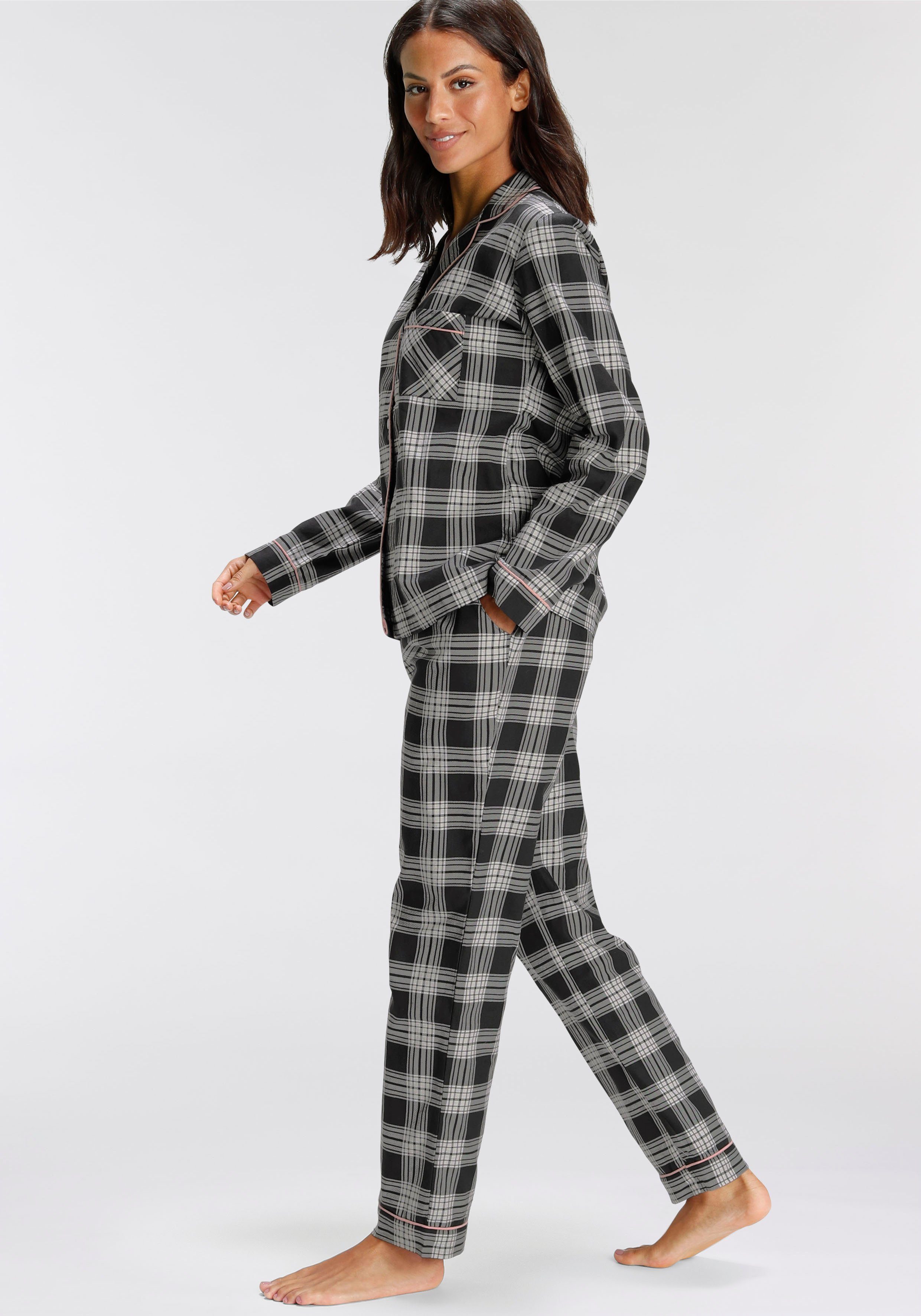 H.I.S Pyjama van flanel met alover ruitpatroon (set, 2-delig)