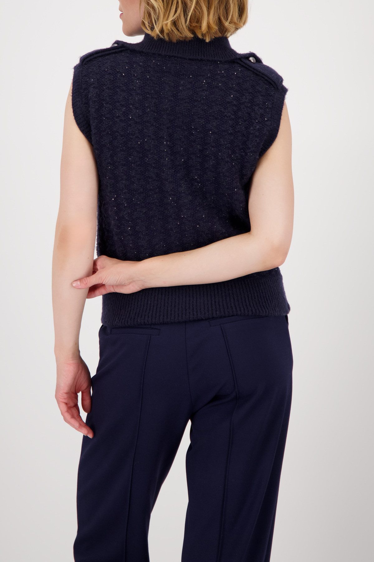 Monari Vest Regular fit met ronde hals met opstaande kraag