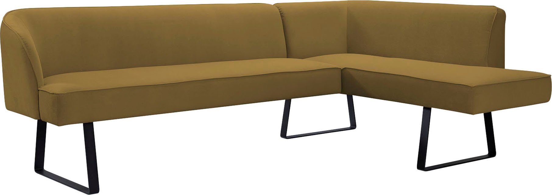 exxpo - sofa fashion Hoekbank Americano met opstaande naad en metalen poten, bekleding in verschillende kwaliteiten