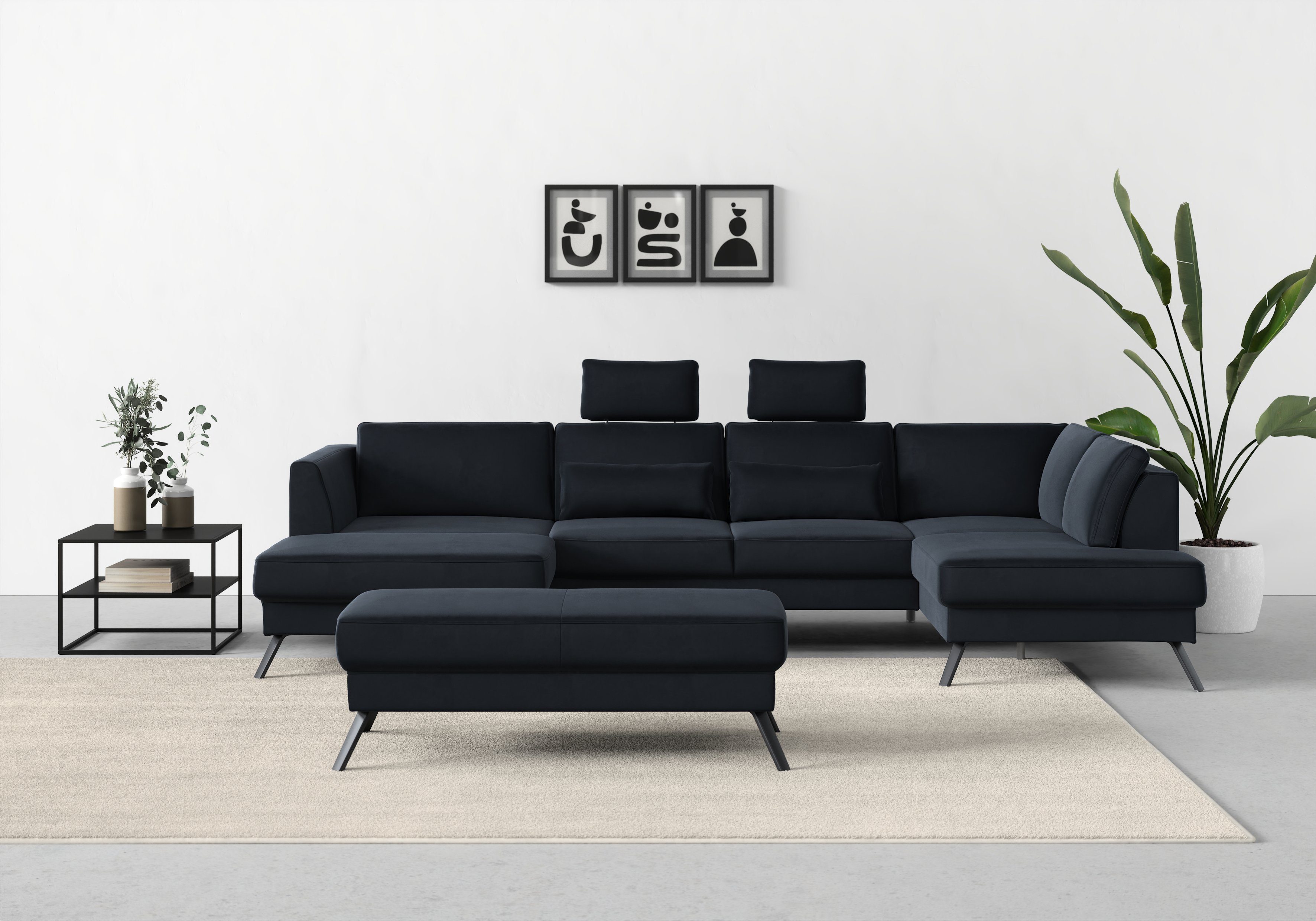 sit&more Zithoek Lindholm U-vorm met zitdiepteverstelling en binnenvering , zithoeken, Ottomane rechts