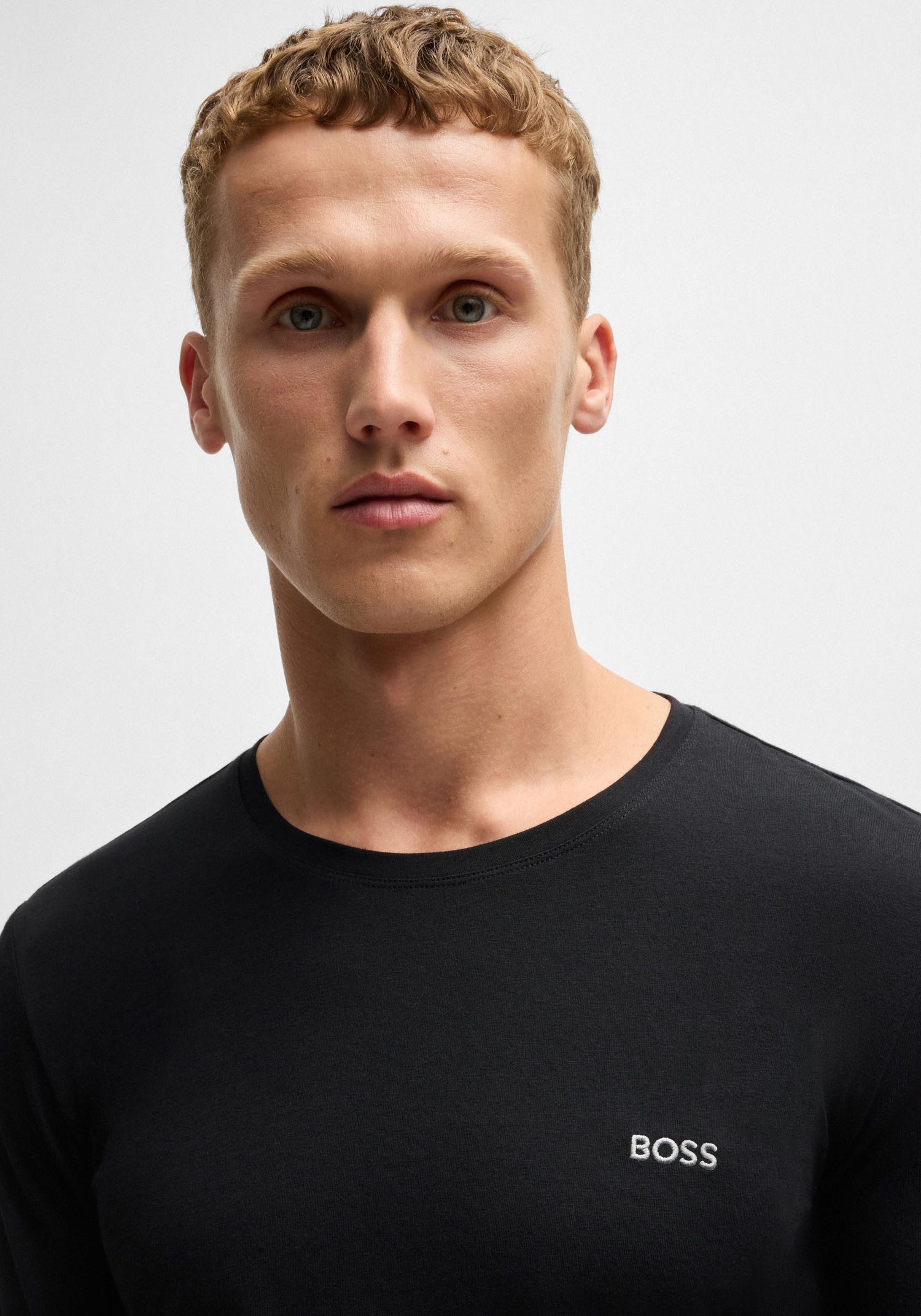 BOSS Shirt met lange mouwen Mix&Match LS-Shirt R met -borduursel op de borst