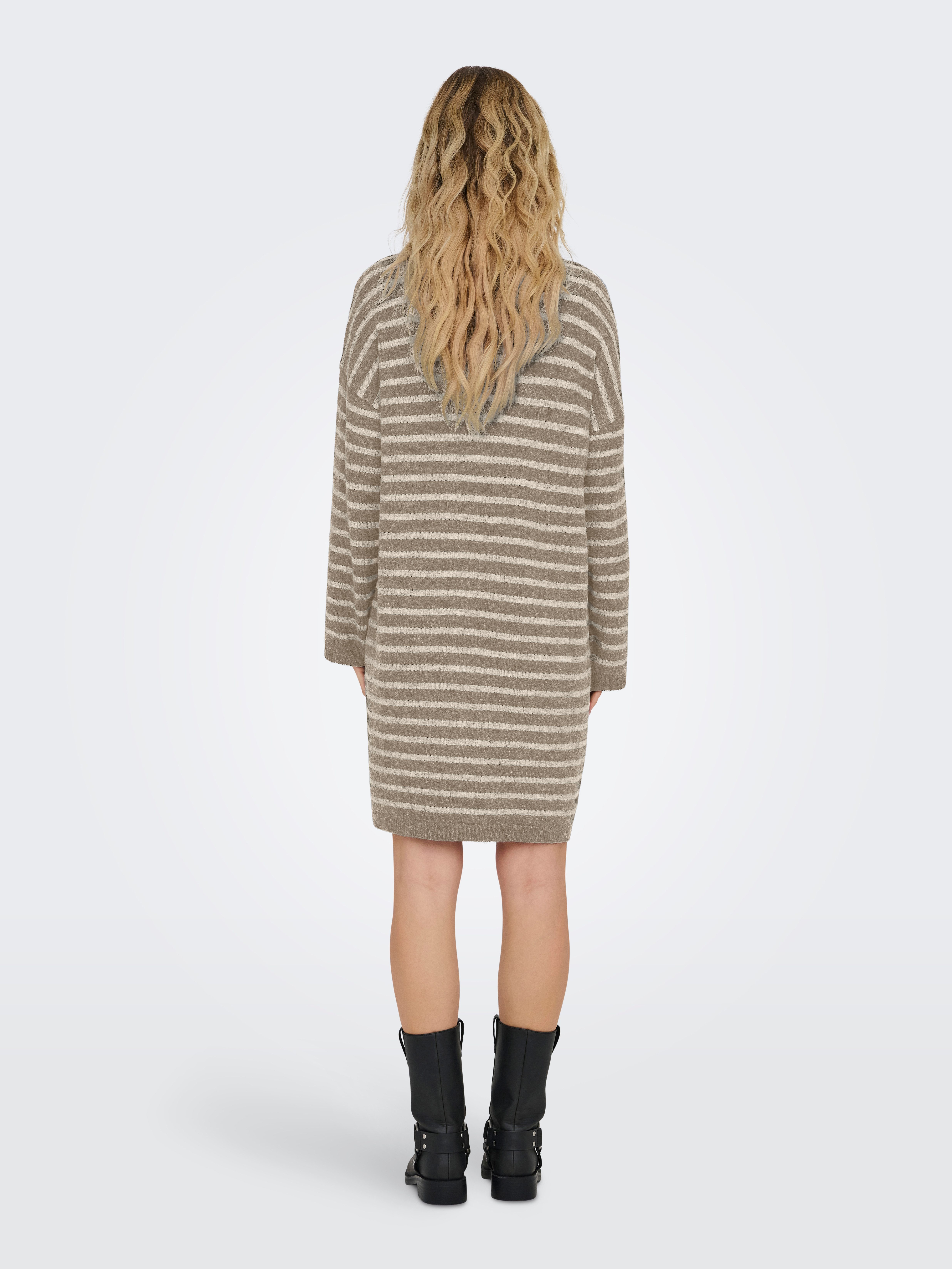 Only Gebreide jurk ONLTALIO LS STRIPE ROLLNECK DRESS BF KNT
