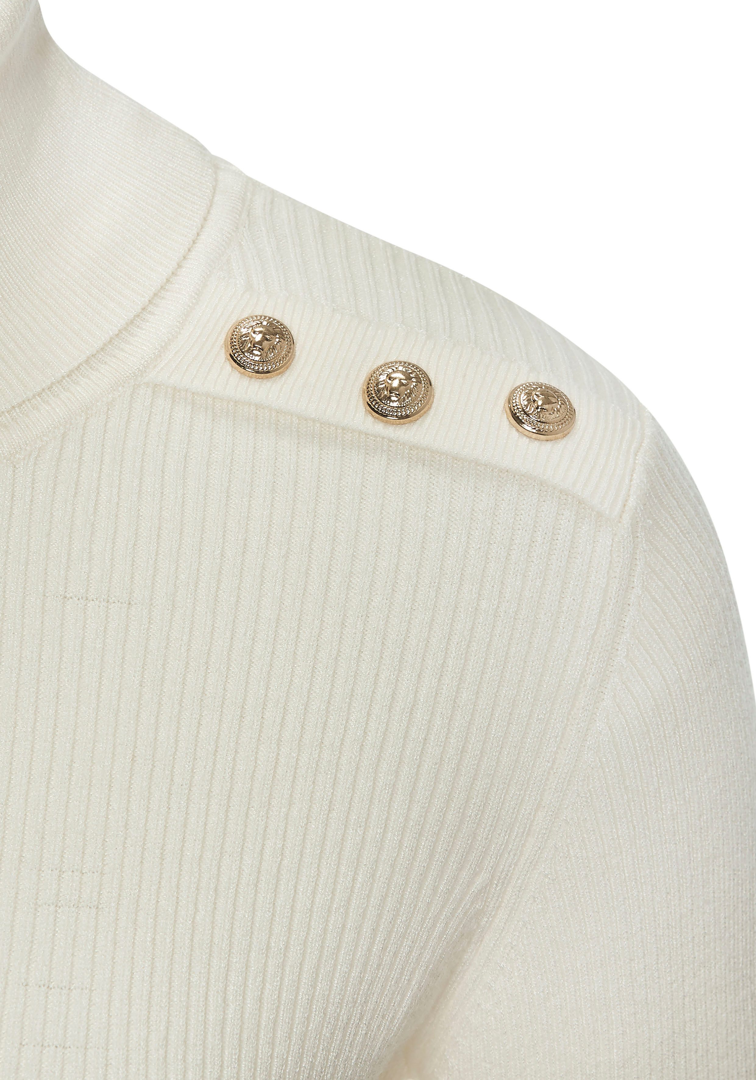 Lascana Coltrui met sierknopen op de schouders gebreide shirt figuuraccentuerend modieus