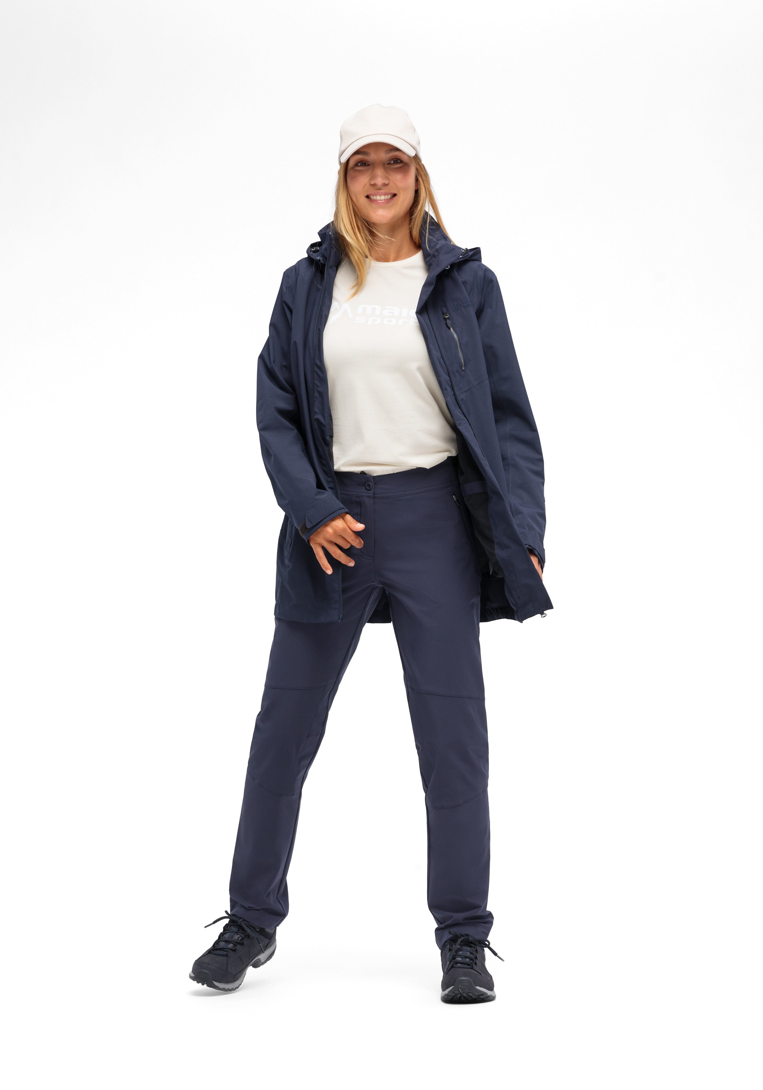 Maier Sports Outdoorjack Perdura rec W Dames functionele mantel, waterdichte mantel met capuchon, wandeljas