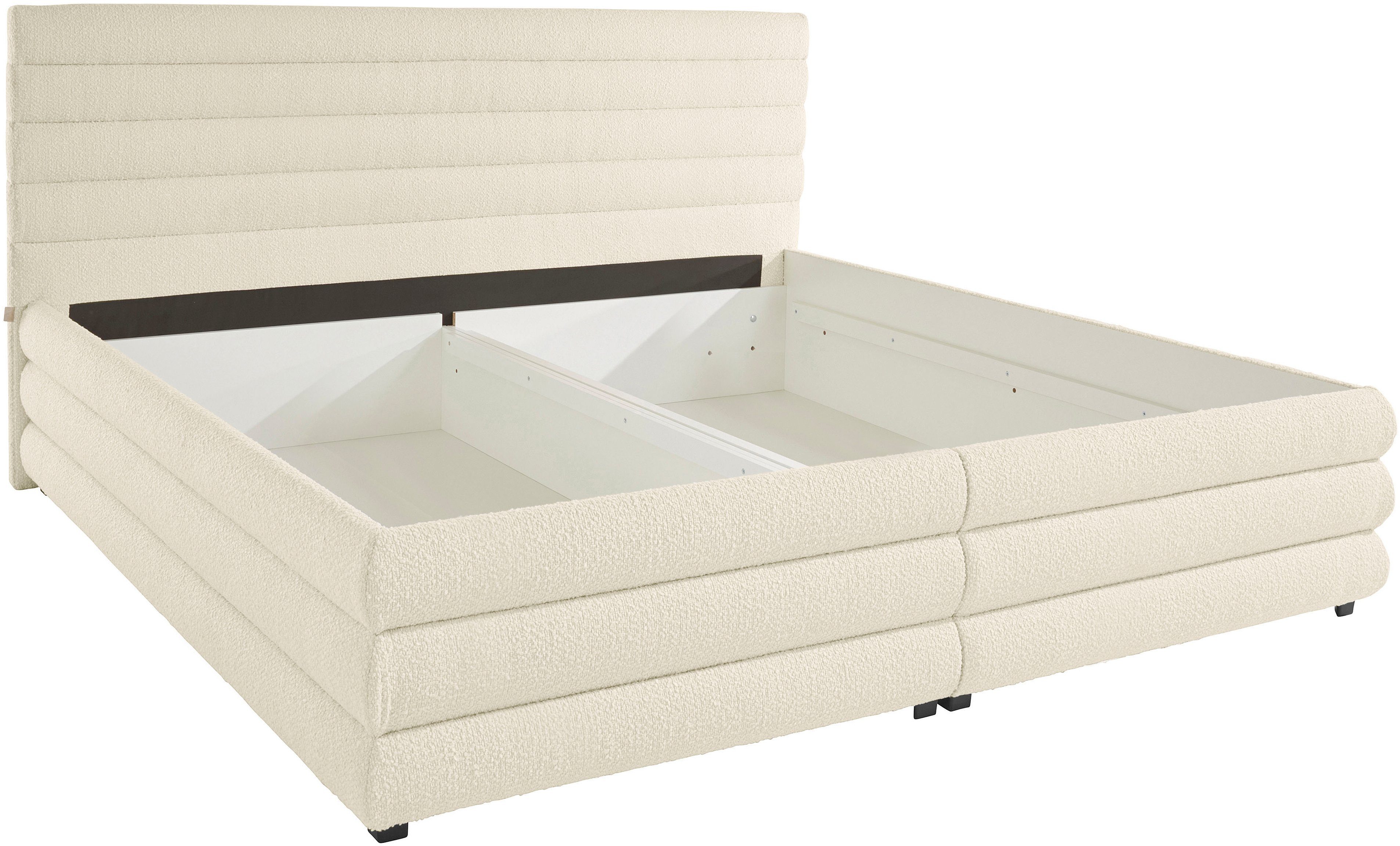 LeGer Home by Lena Gercke Gestoffeerd bed Maylis bouclé naar keuze met en zonder matras en lattenbodem, ook in 200 cm breedte