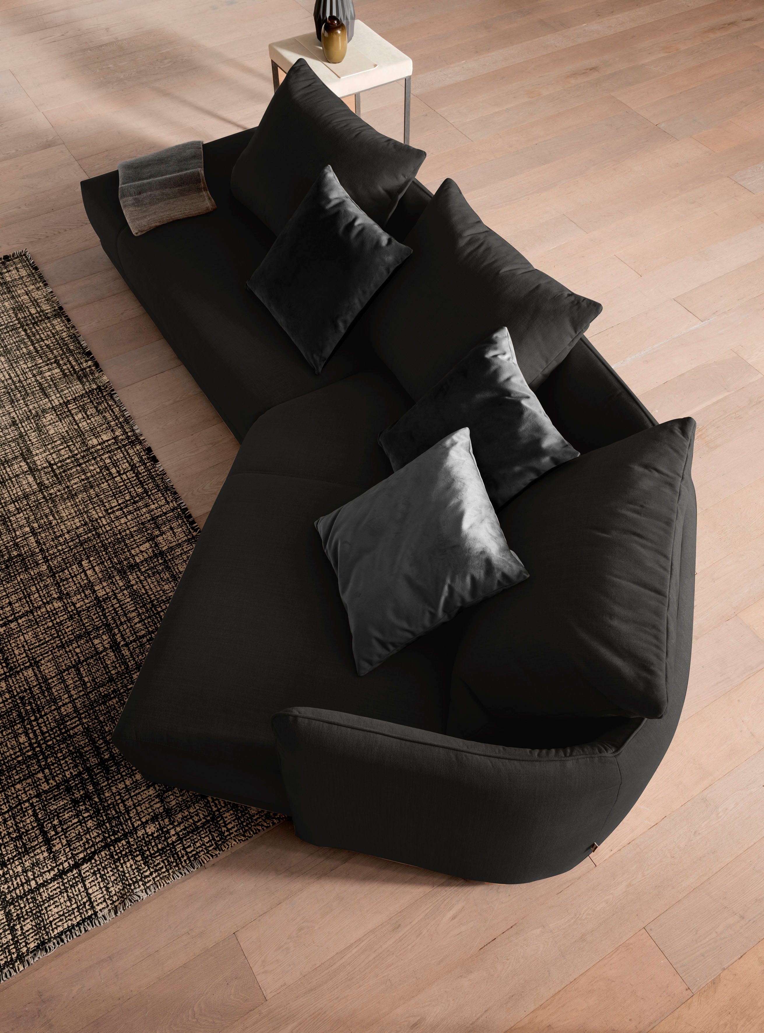 designwerk Hoekbank New York L-vorm, elegant ontwerpsofa met moderne plooien aan de achterkant