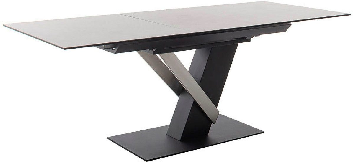 MCA furniture Eettafel MASSARO tafel met voet 160-210 cm Keramiek, metaal, synchronisatie-uittrekmechanisme, uittrekbaar, 6-8 personen