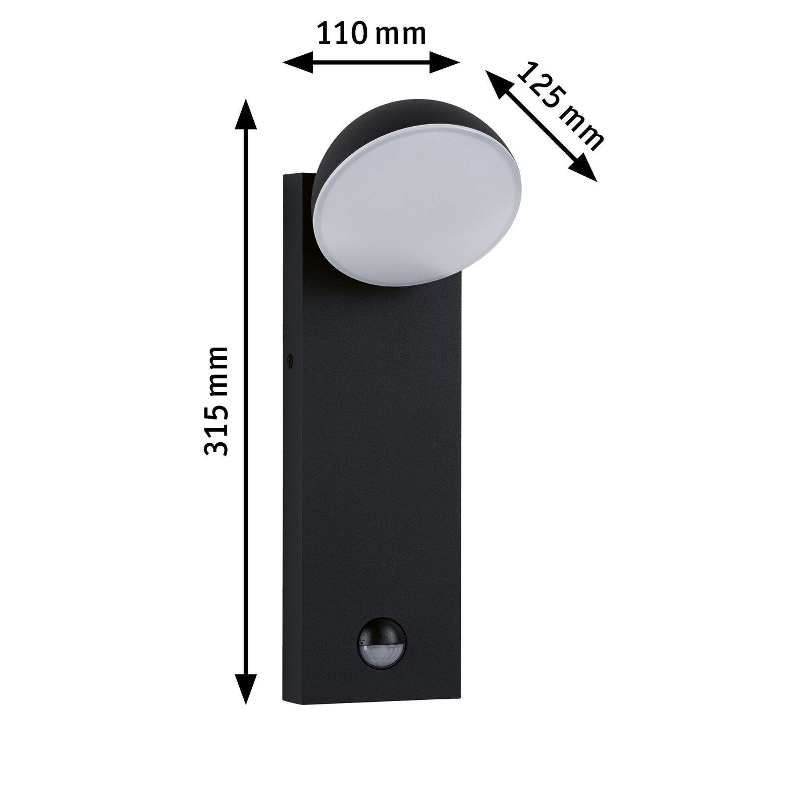 Paulmann Led-wandlamp voor buiten Puka IP44 rond 110x125mm 3000K 8,5W 460lm 230V Antraciet Aluminium (1 stuk)