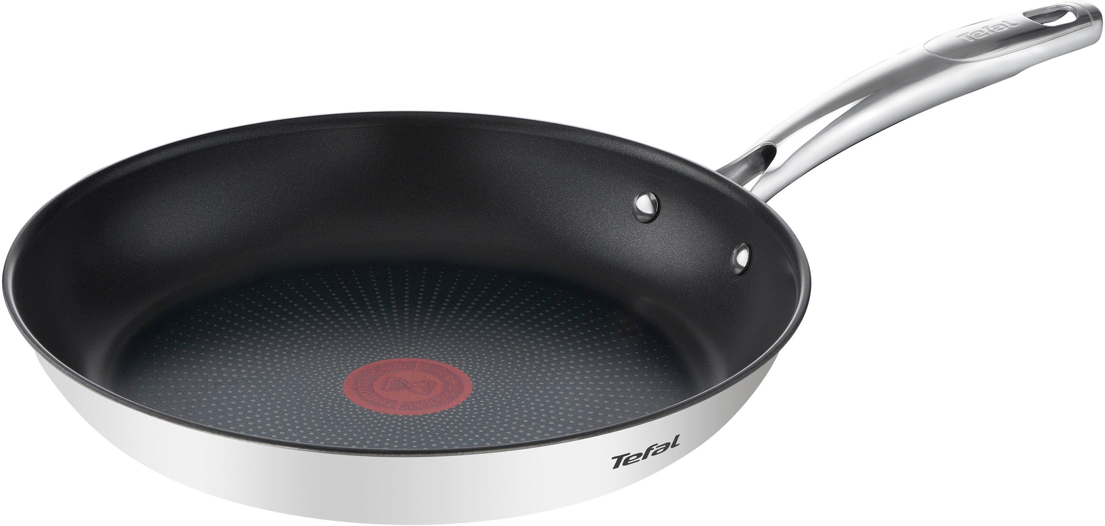 Tefal Koekenpan Duetto+ Premium roestvrij staal, inductiepan, temperatuurindicator, duurzaam koekenpannen maat Ø 24 cm x 25,4 cm x 43 cm x 5 cm