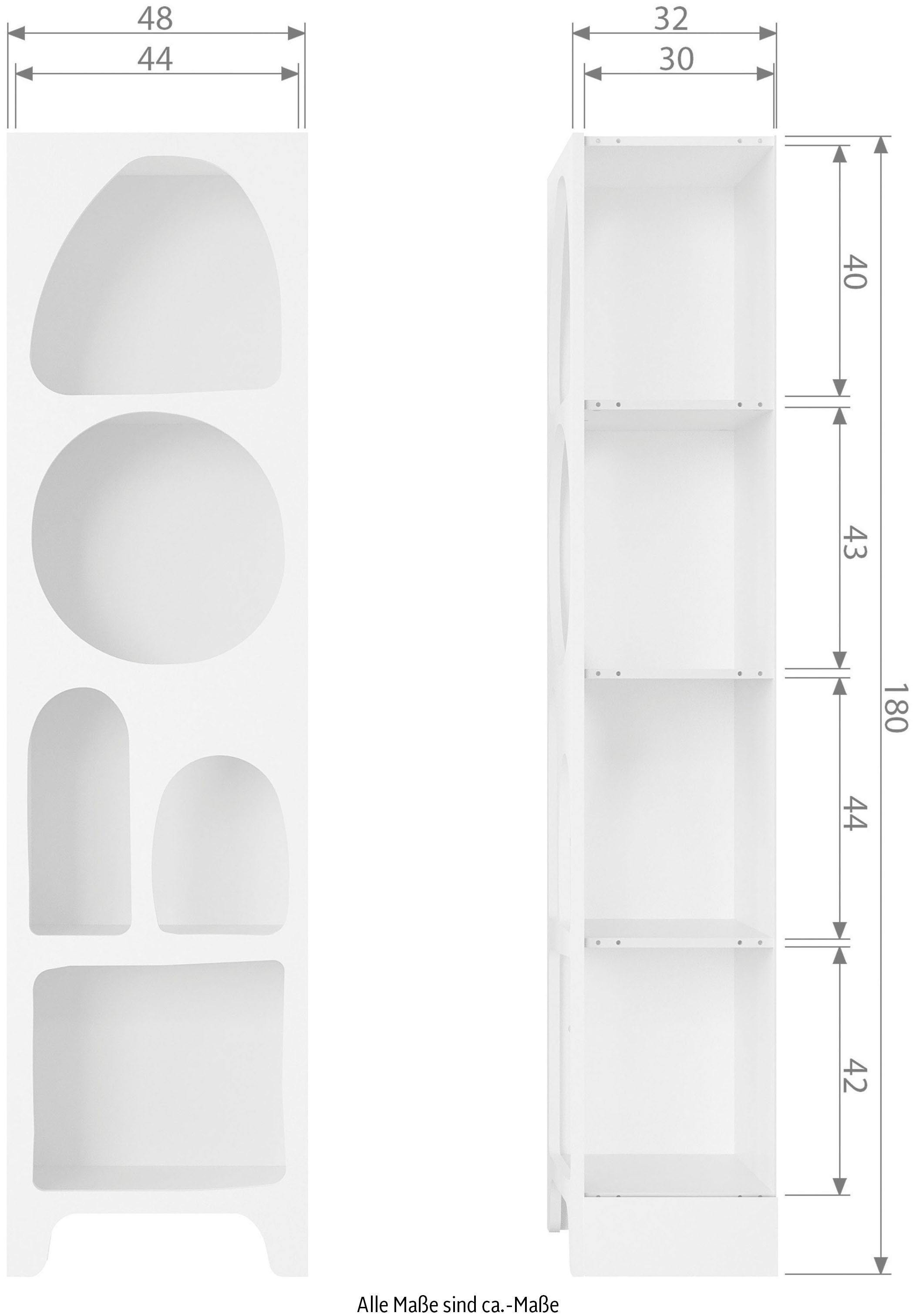 WOOOD Rek Caz met moderne vakken, h 180 cm x b 48 cm