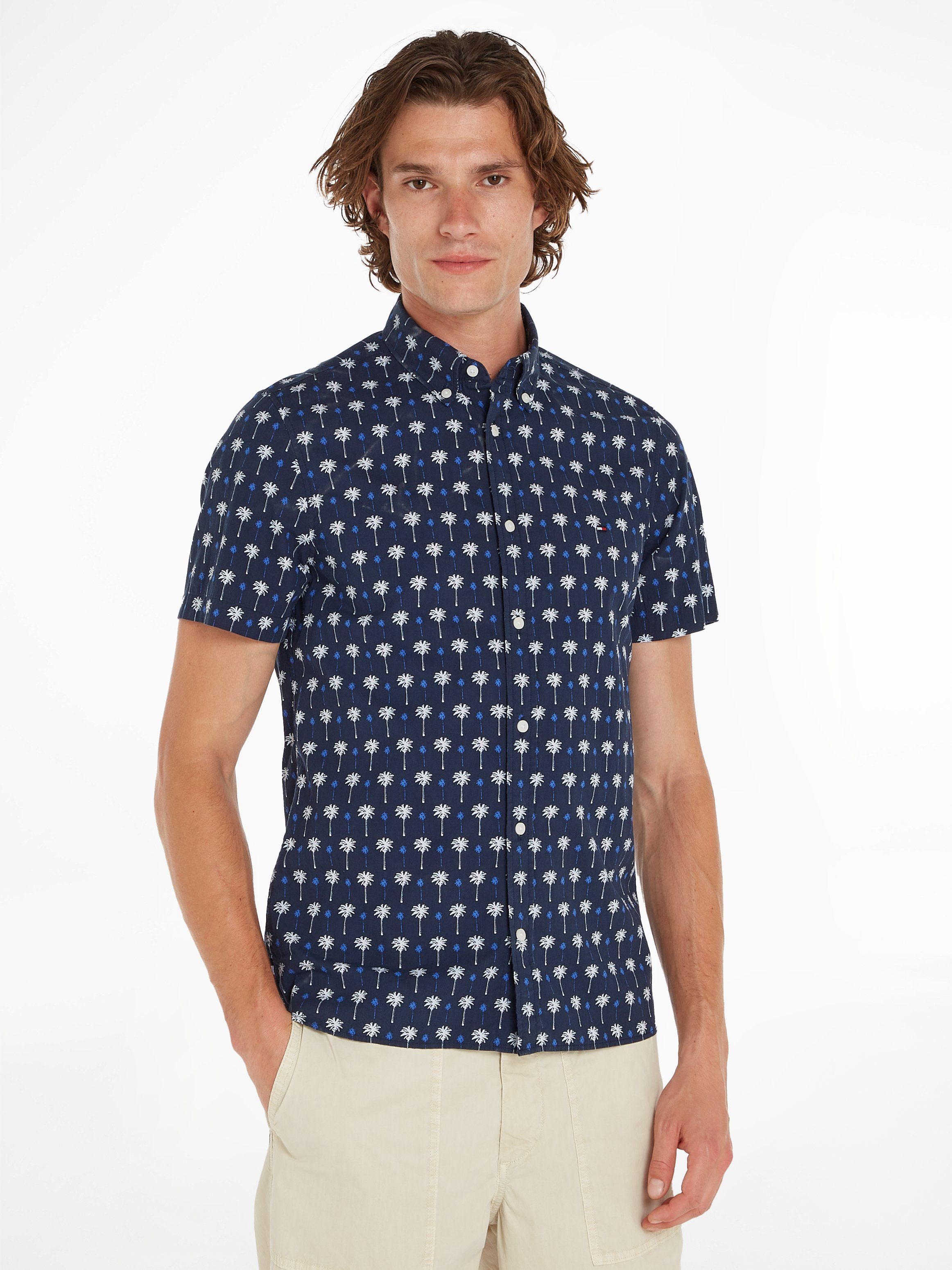 Tommy Hilfiger Overhemd met korte mouwen MINI PALM PRINT SF SHIRT