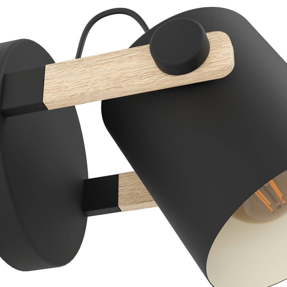 EGLO Wandlamp HORNWOOD Vintage wandlamp in industriële stijl, retro lamp, staal en hout (1 stuk)