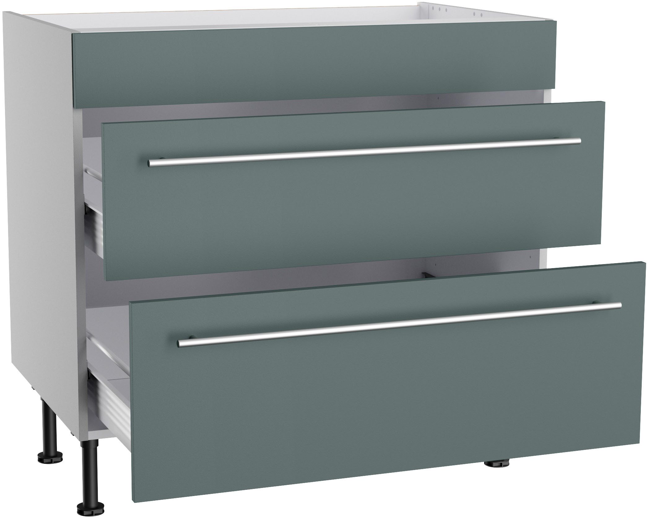 Kochstation Ombouwkast voor fornuis KS-Bern2 Breedte 90 cm, kookveldombouwkast, 2 lades, 1 vaste afdekking