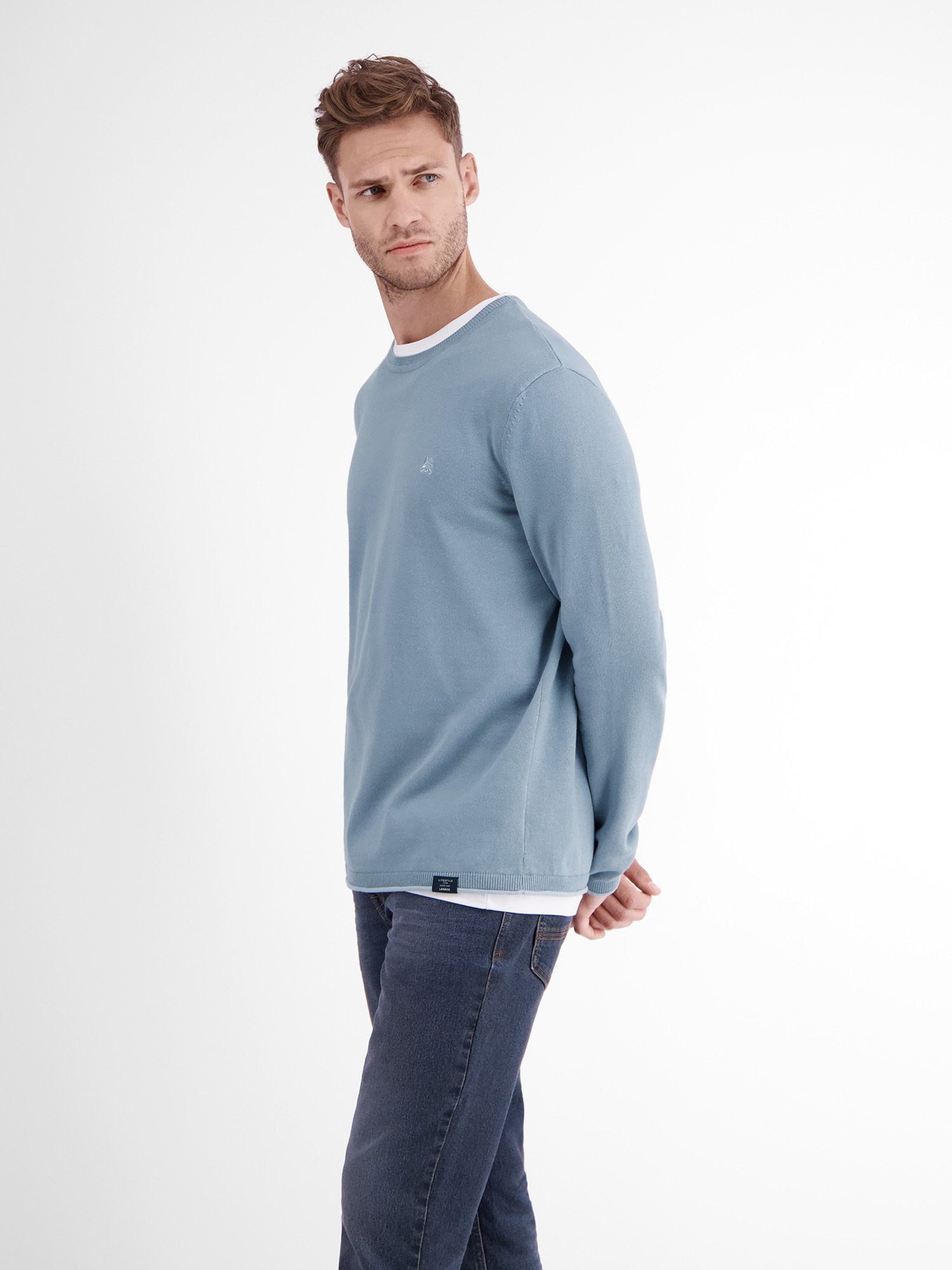 Lerros Gebreide trui LERROS ronde hals pullover, vlakbrei