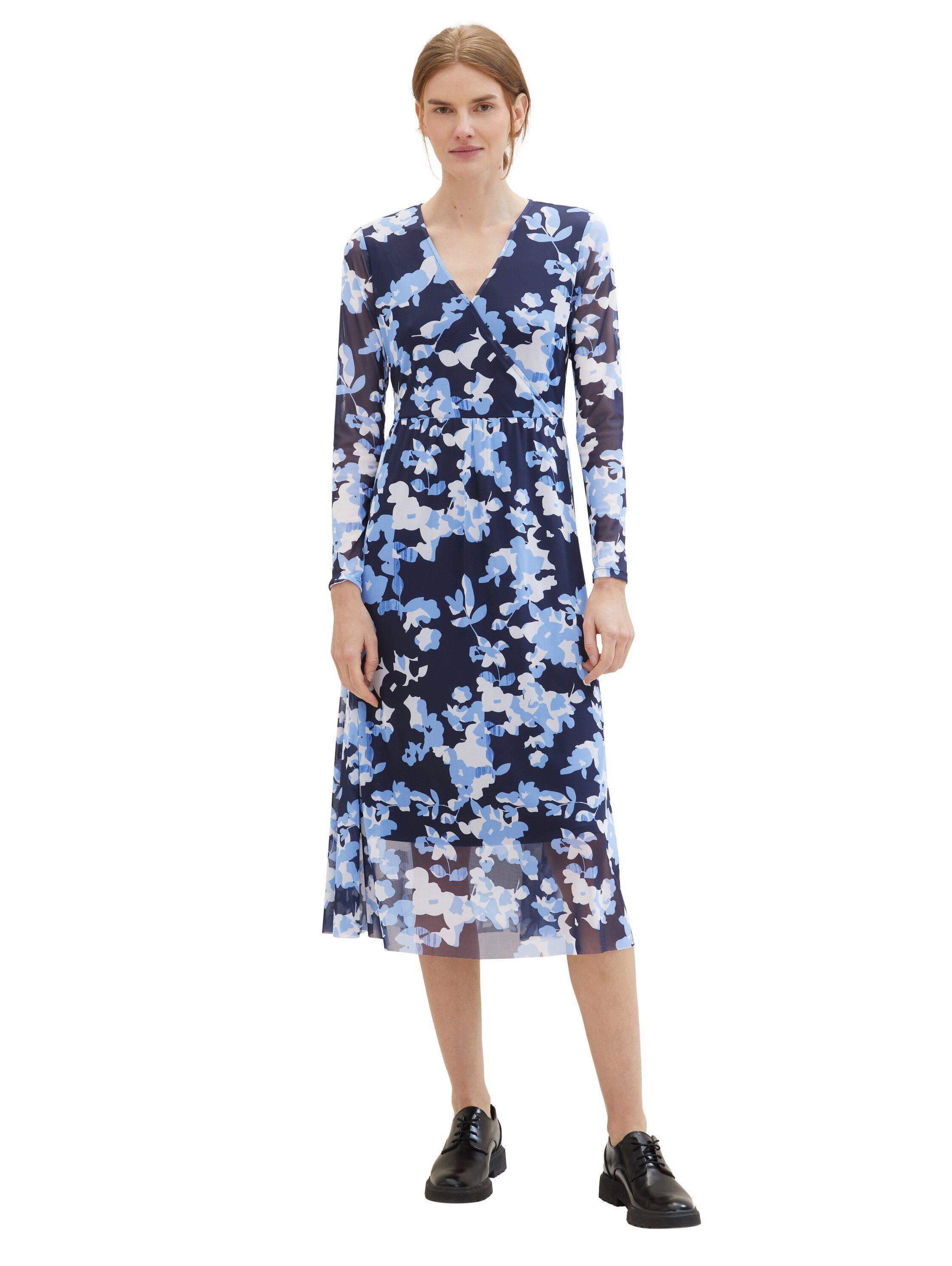 Tom Tailor Midi-jurk met bloempatroon en v-halslijn