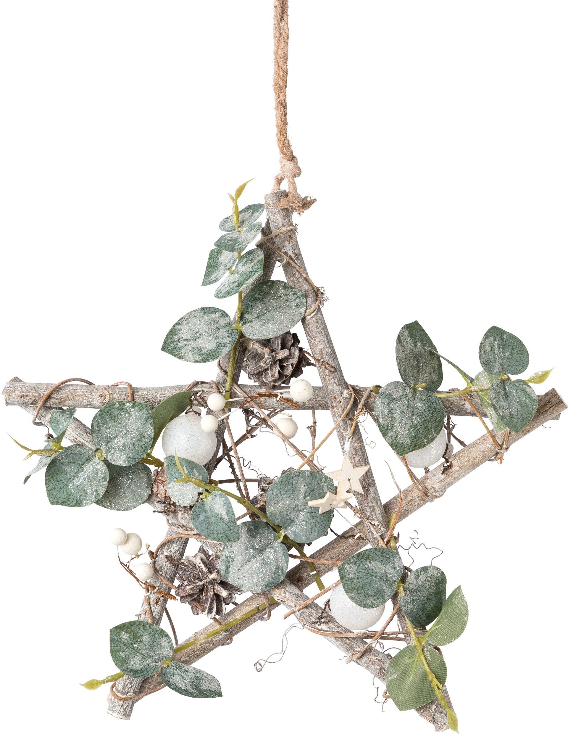 Creativ deco Sierster Kerstster, kerstversiering op houten basis, hangdecoratie (1 stuk) kerststerren maat Ø 30 cm x 7,00 cm beige