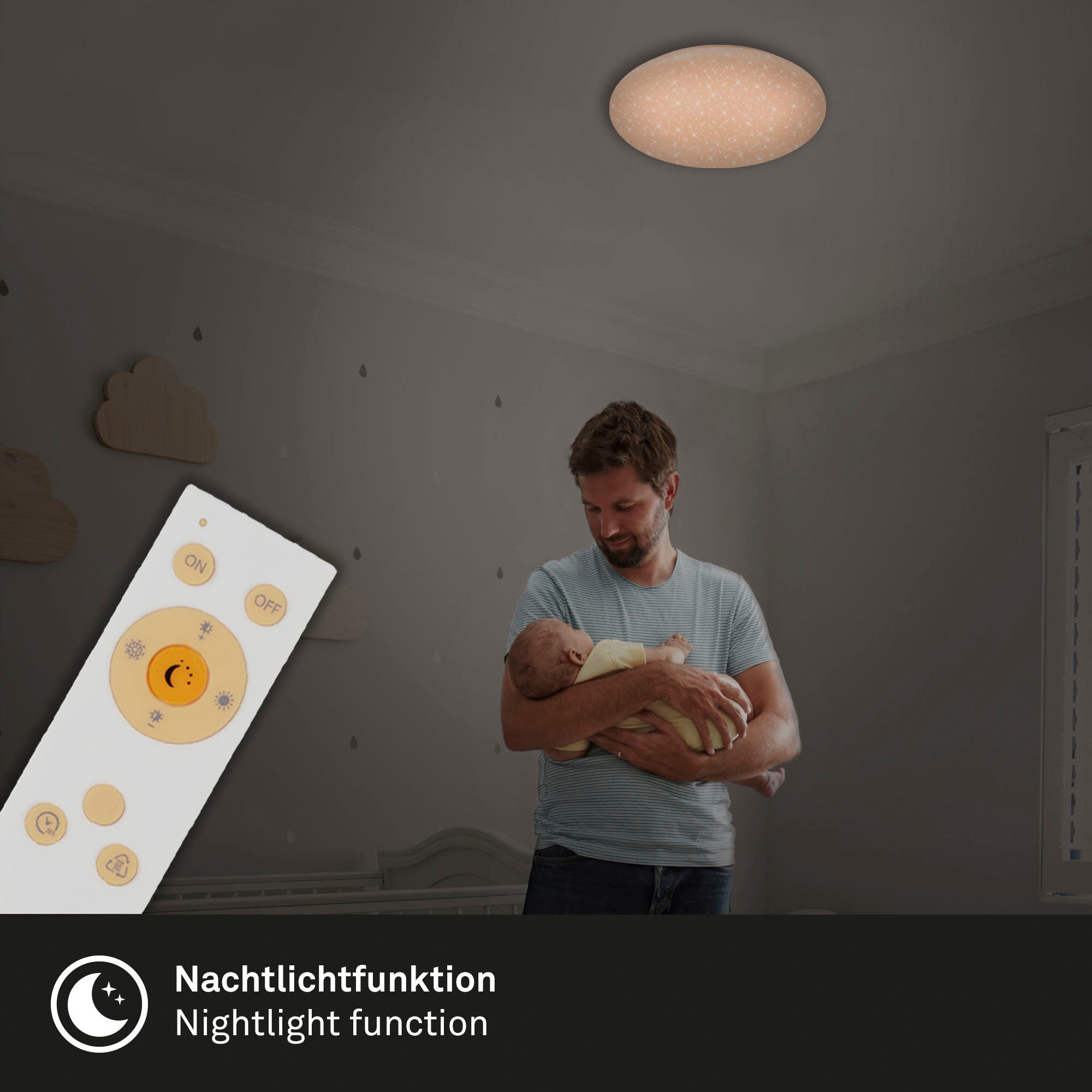 Briloner Leuchten Led-plafondlamp 3368016 VERB CCT, dimbaar via afstandsbediening, nachtlichtfunctie, wit