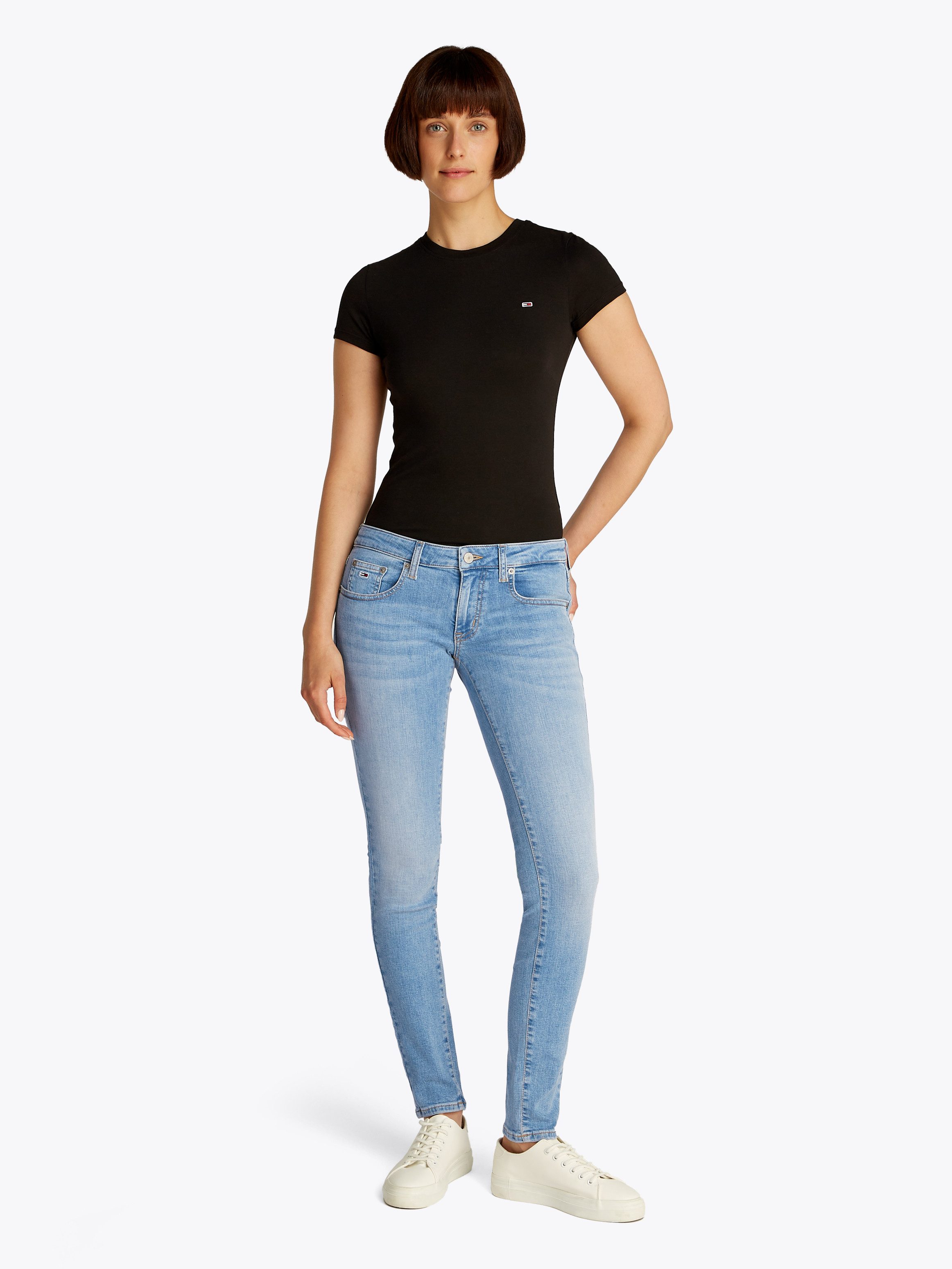 TOMMY JEANS Skinny fit jeans Sophie Low Waist Skinny met logo-badge, in enkel-lengte