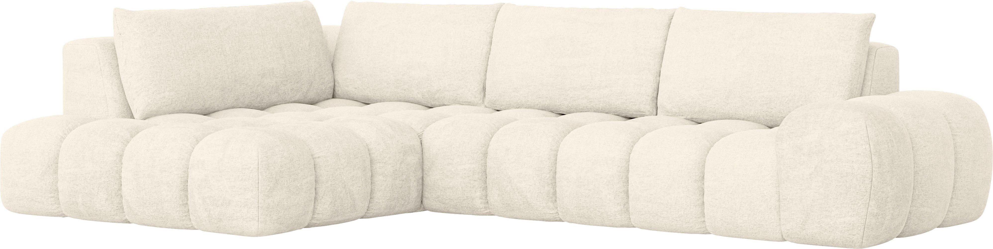 INOSIGN Hoekbank AZITA designbank, elegant en comfortabel L-vorm losse rugkussens, droomachtige stiksels, comfortabele zit