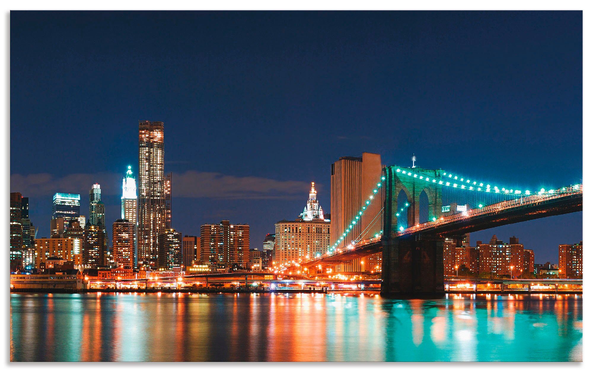 Artland Keukenwand New York skyline Brooklyn Bridge zelfklevend in vele maten - spatscherm keuken achter kookplaat en spoelbak als wandbescherming tegen vet, water en vuil - achter