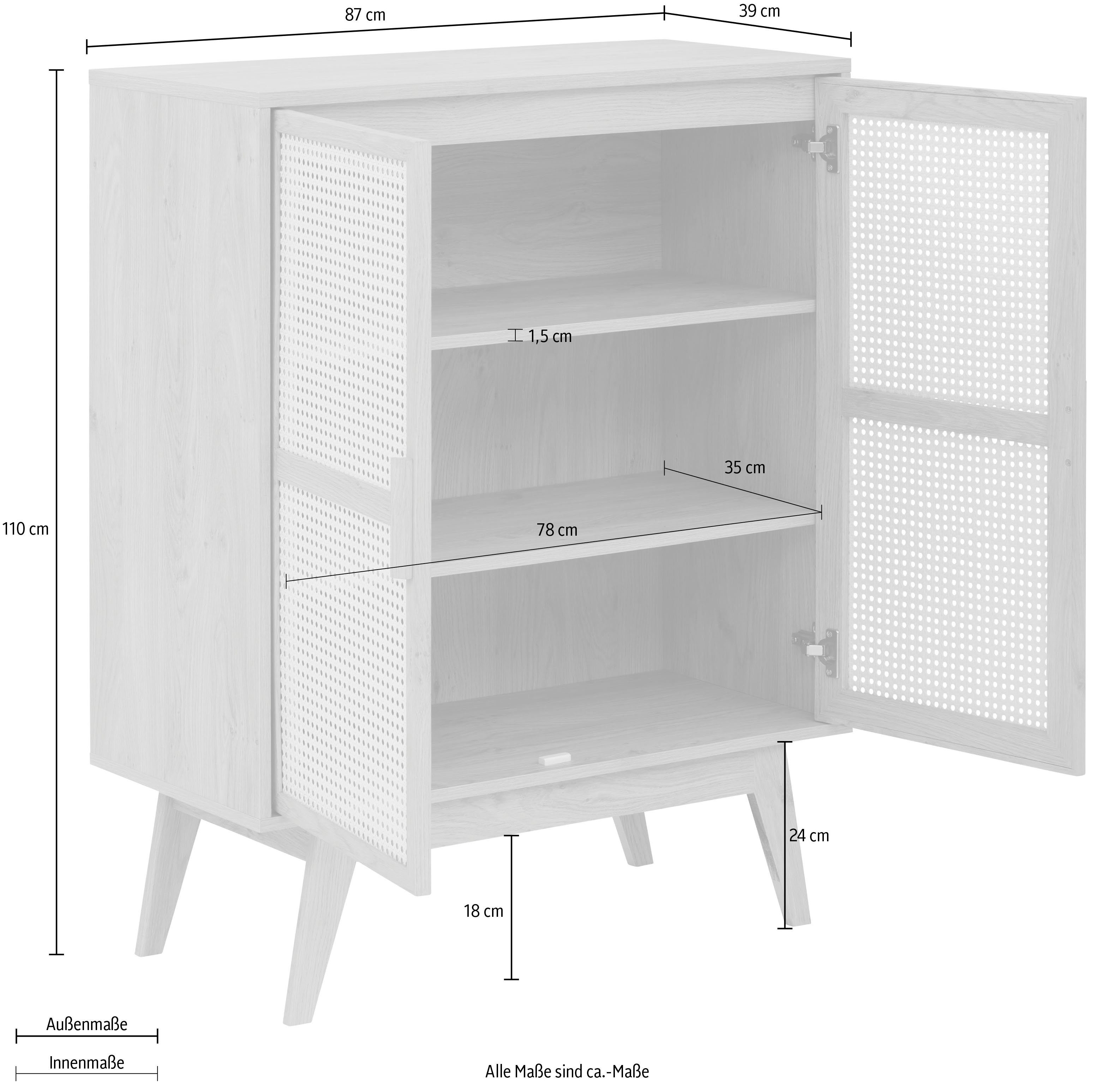 Home affaire Kast Bridget Commode, vaste en verstelbare planken, breedte 87cm, hoogte 110cm