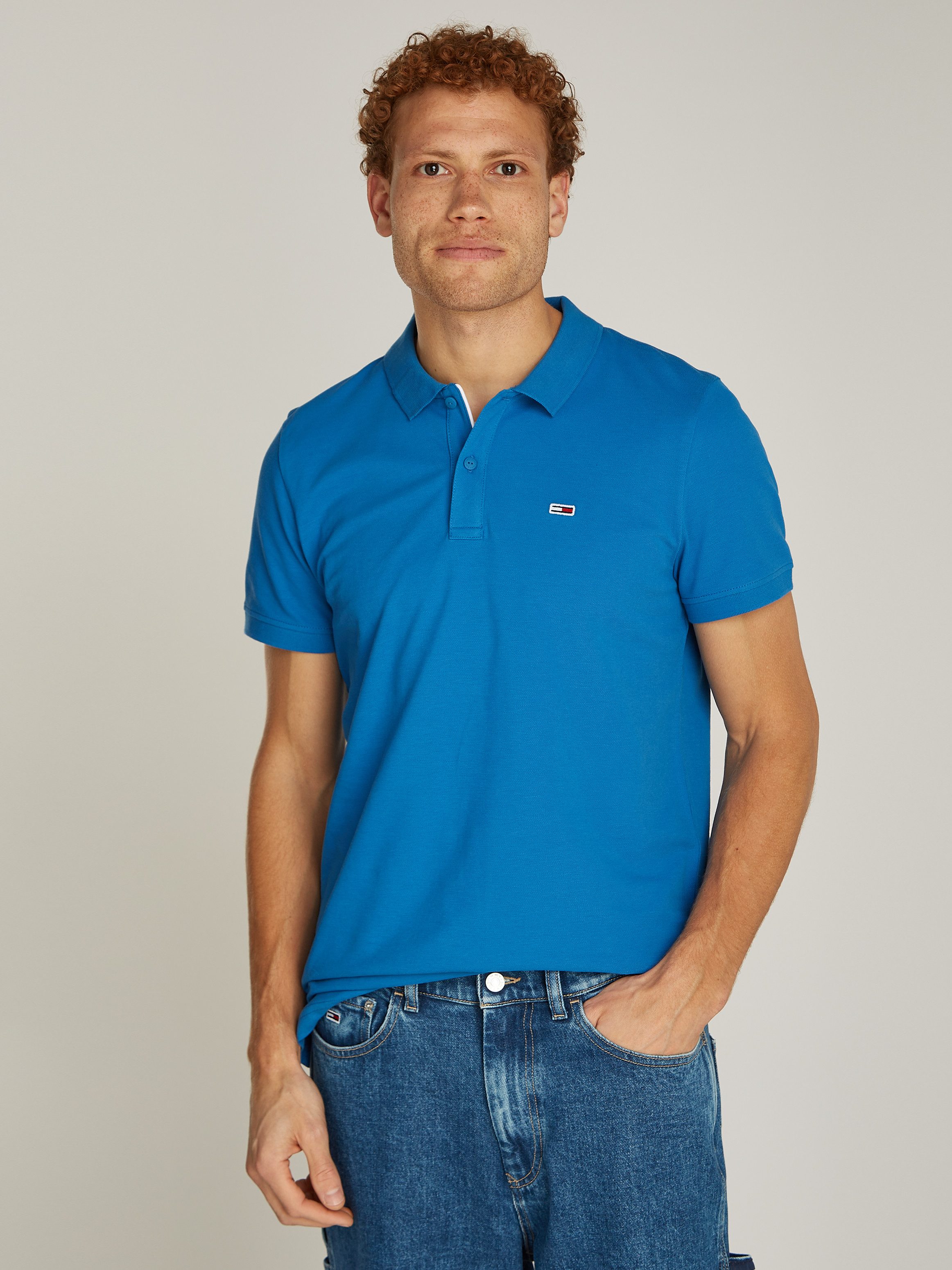 Tommy Jeans Plus Poloshirt TJM SLIM PLACKET POLO EXT Grote maten met logo-borduurwerk