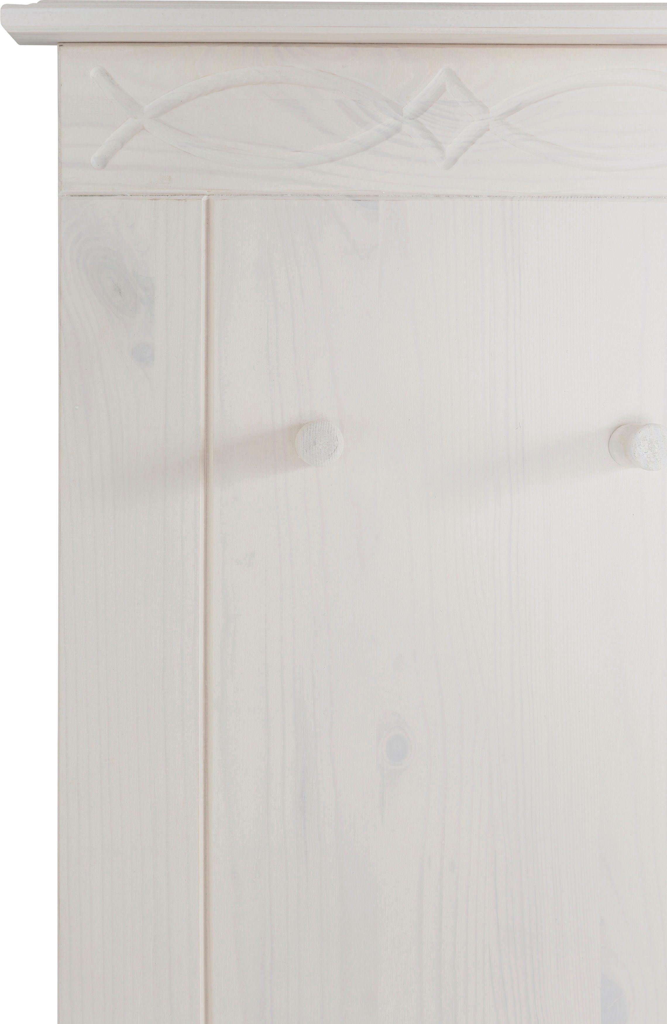 Home affaire Halmeubelset Indra 4-delig set: schoenenbank, paneel, spiegel, commode, massief dennenhout (set, 4-delig)
