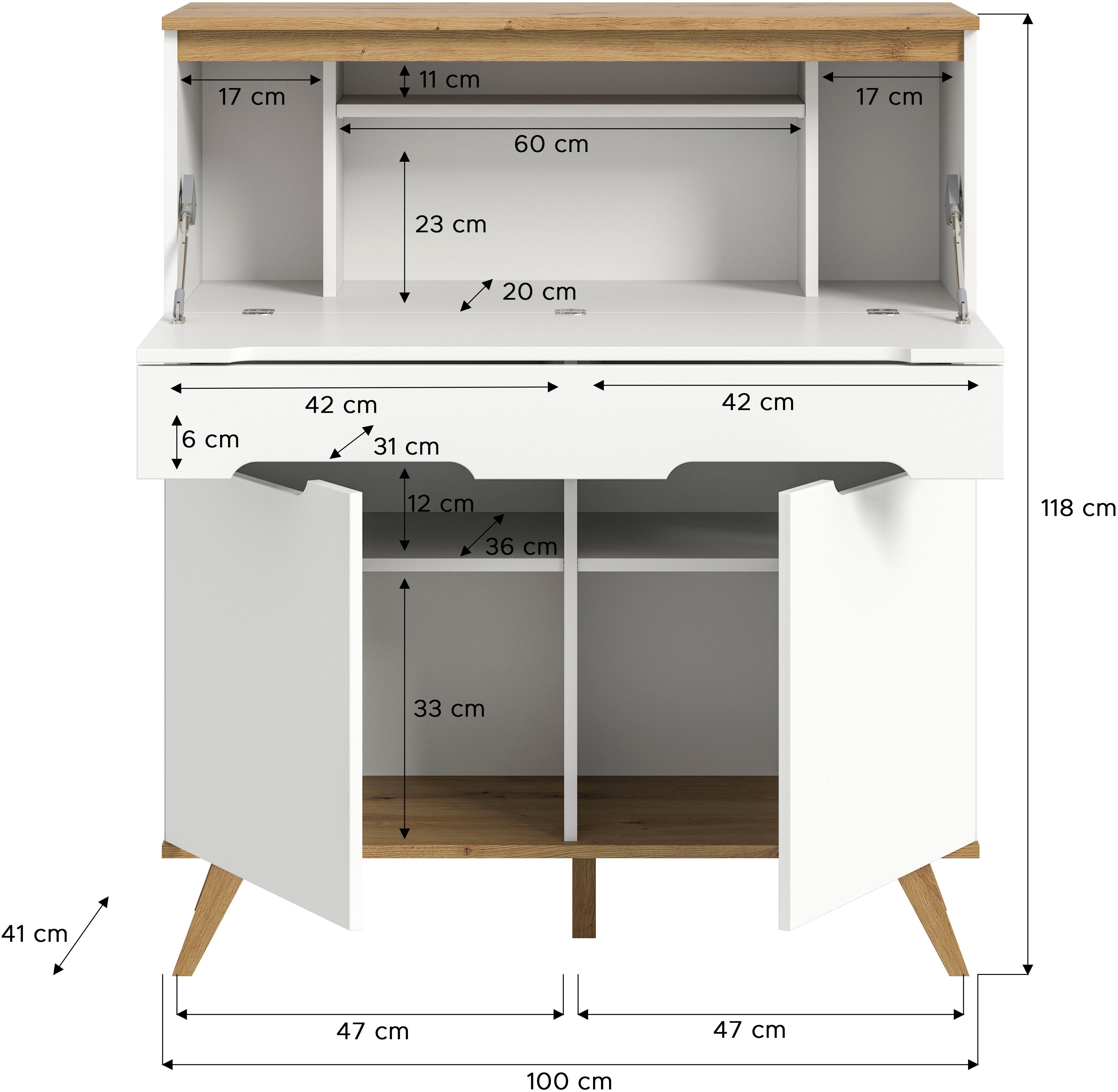 Home affaire Secretaire Alesund 1 tafelklap, 8 vakken, ruimtebesparende werkoplossing, bureau