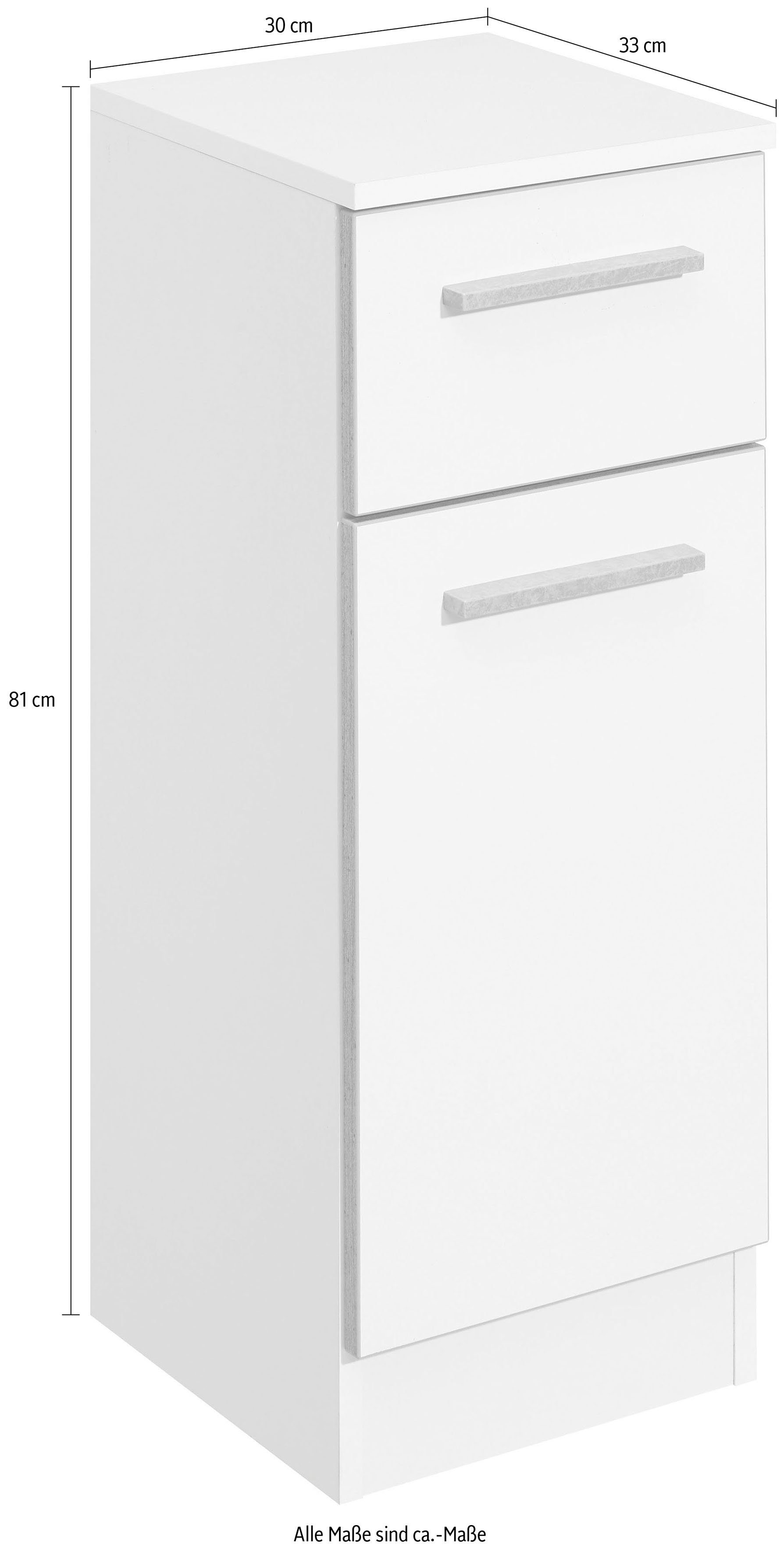 Saphir Onderkast Quickset 953 badkamerkast met 1 deur en 1 lade, 30 cm breed Badkamer onderkast incl. deurdempers, handgrepen in betonlook
