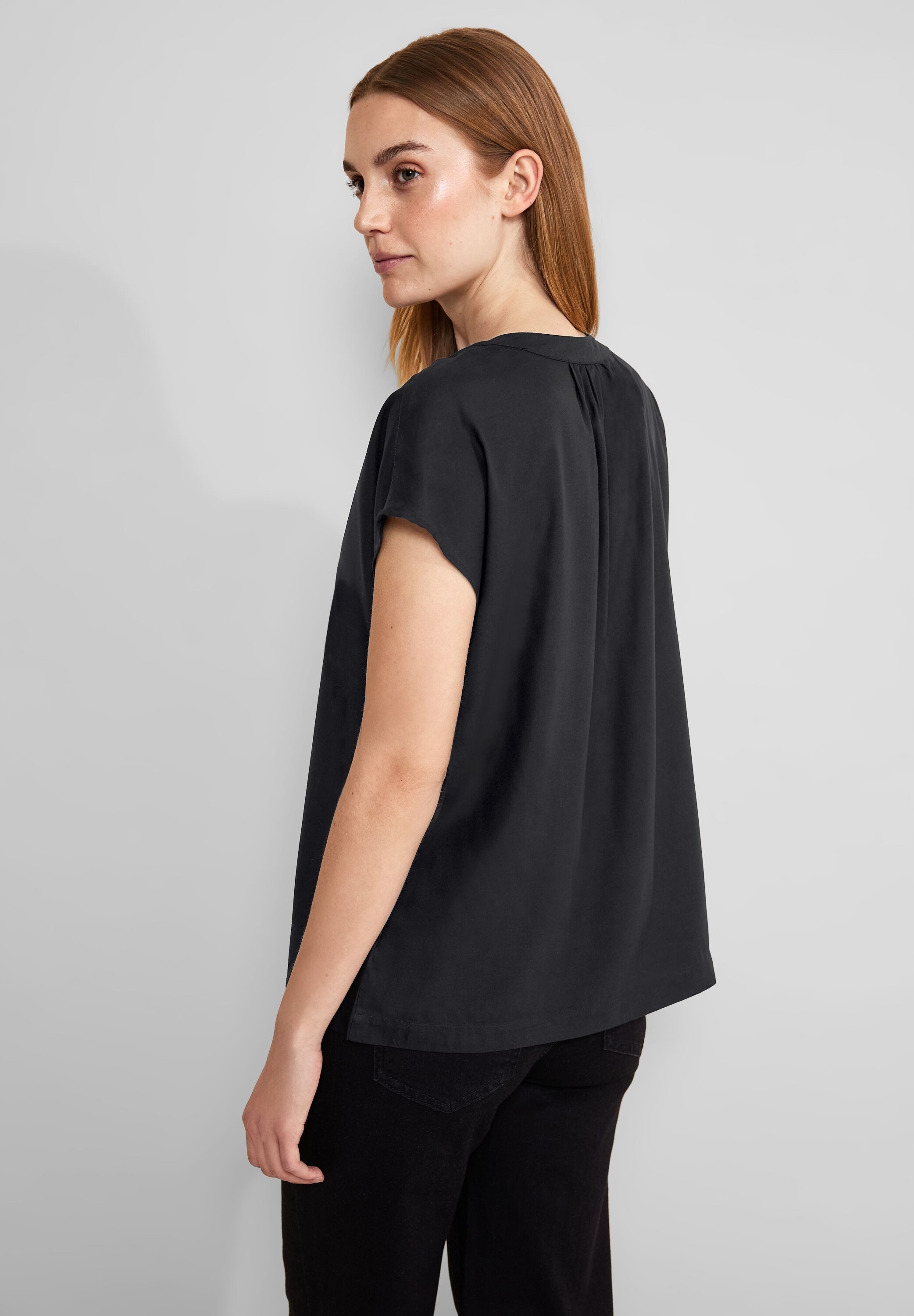 STREET ONE Blouse met korte mouwen Blouseshirt van pure viscose