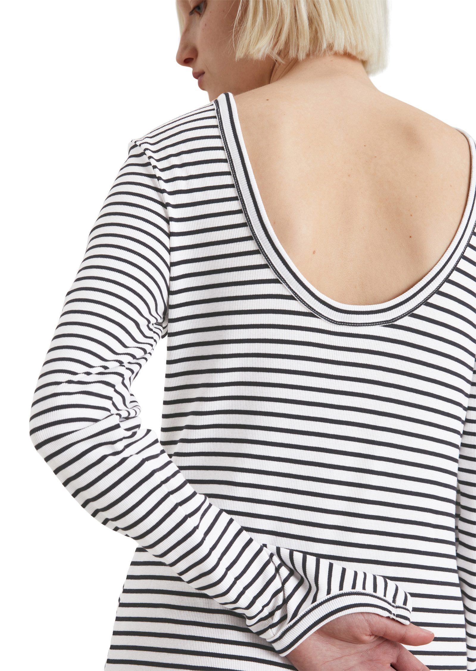 Marc O'Polo DENIM Maxi-jurk met diepe ruguitsnede en cut-out-details aan de mouwzoom