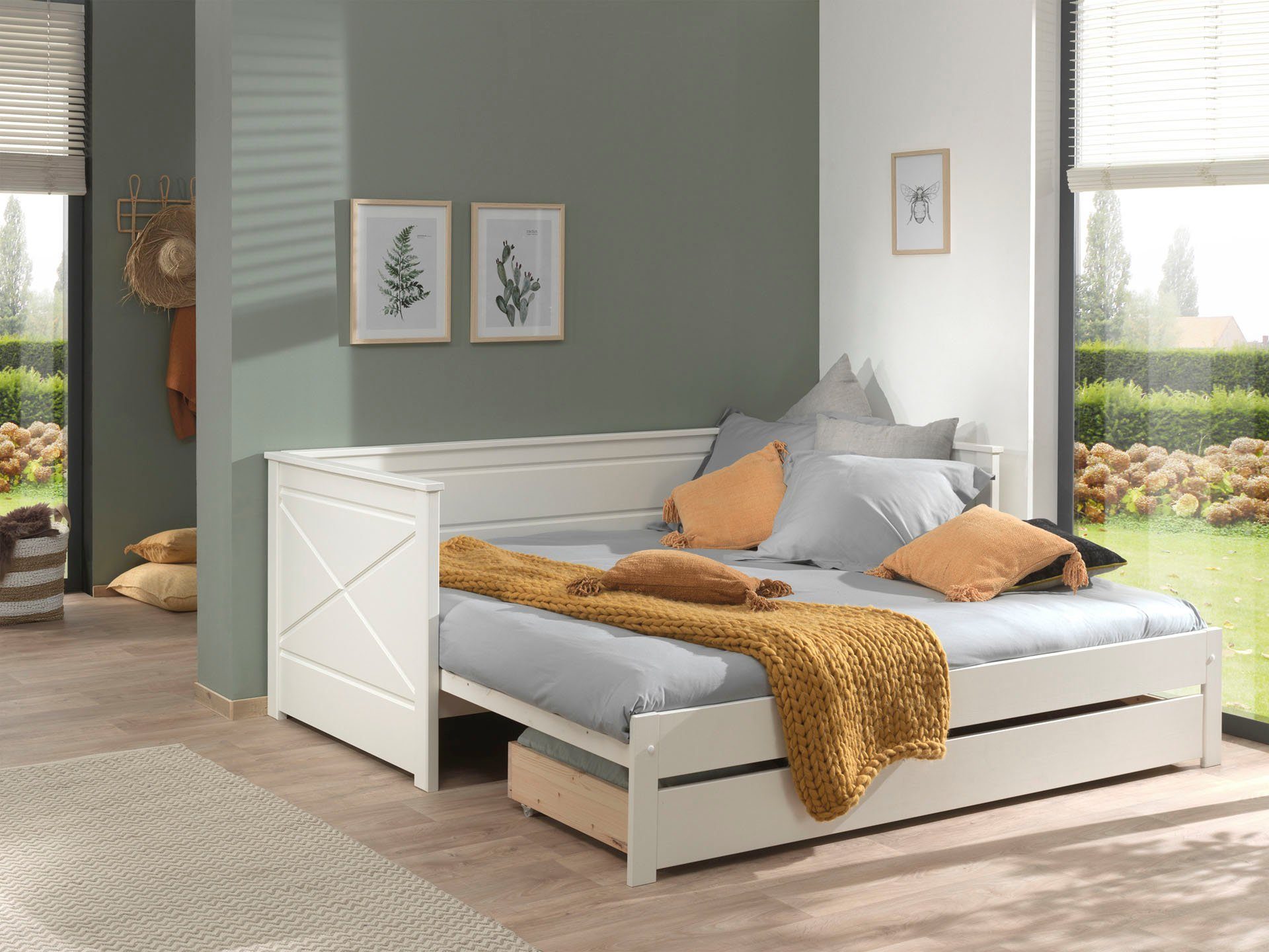 Vipack Bed Vipack Pino Hoogslaper LF 90x200 cm, uittrekbar tot 180x200 cm, uitvoering wit gelakt
