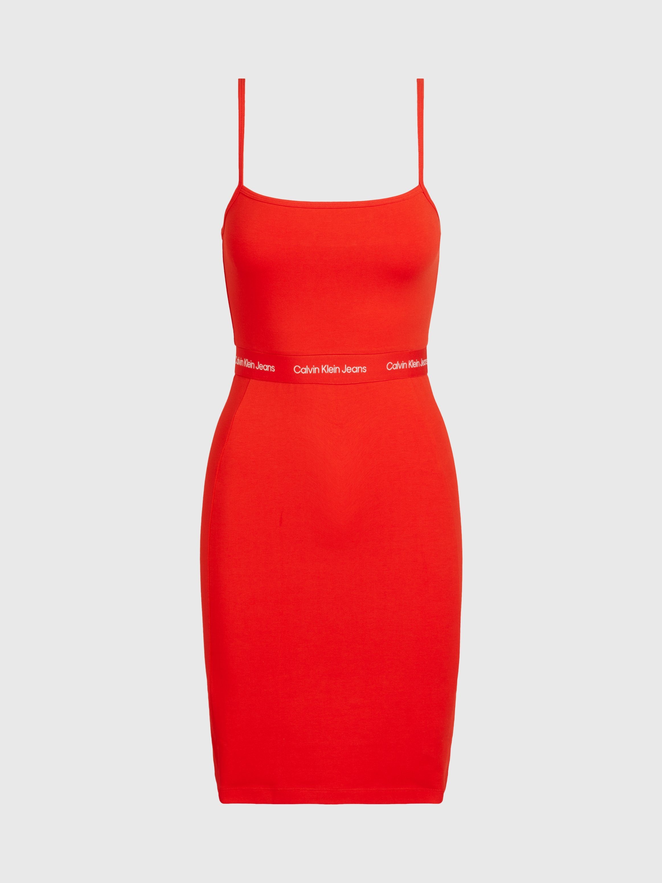 Calvin Klein Jurk met spaghettibandjes LOGO ELASTIC STRAPPY DRESS