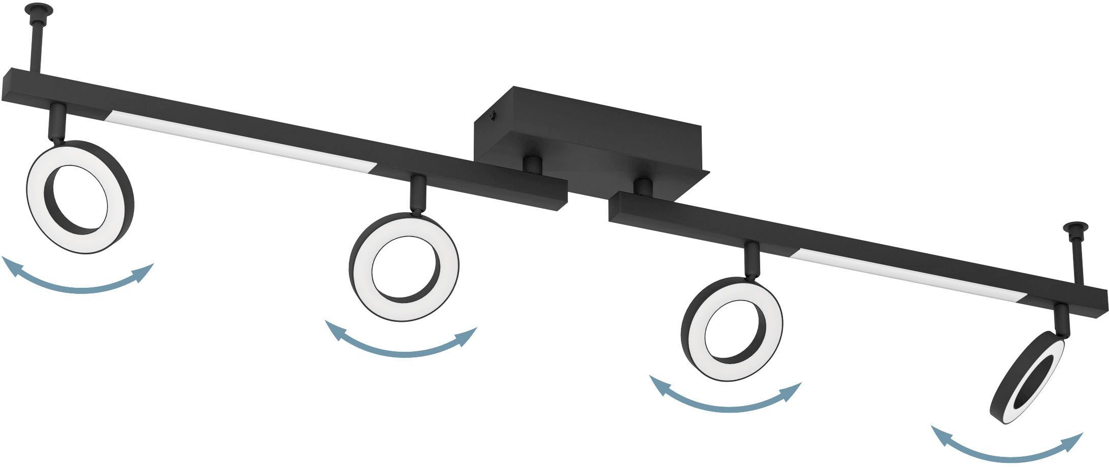 EGLO Ledplafondspots CARDILLIO Plafondspot in zwart van alu, staal - 3,2W en 3,3W - warmwit (1 stuk)