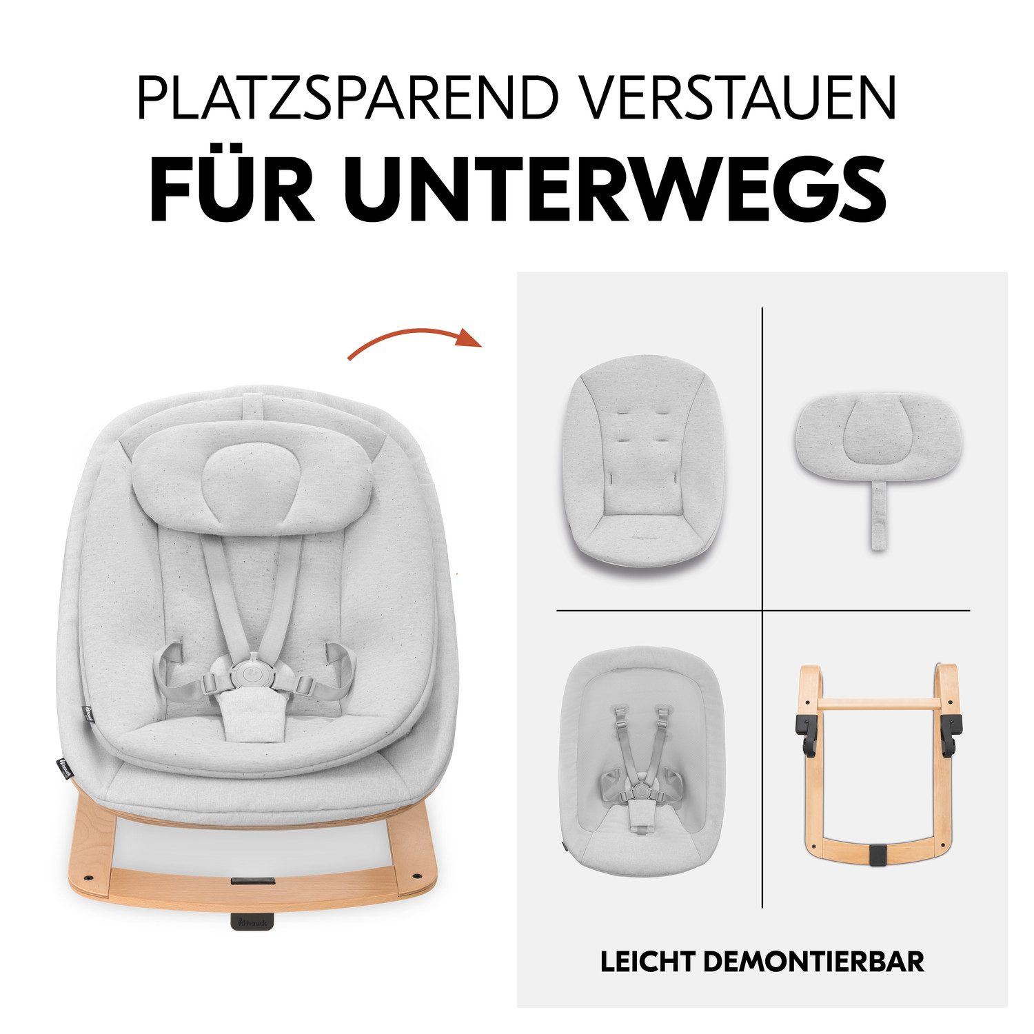Hauck Opzet voor de kinderstoel Eco Bouncer inclusief schommelbasis en alpha-adapter, fsc® - beschermt bossen wereldwijd