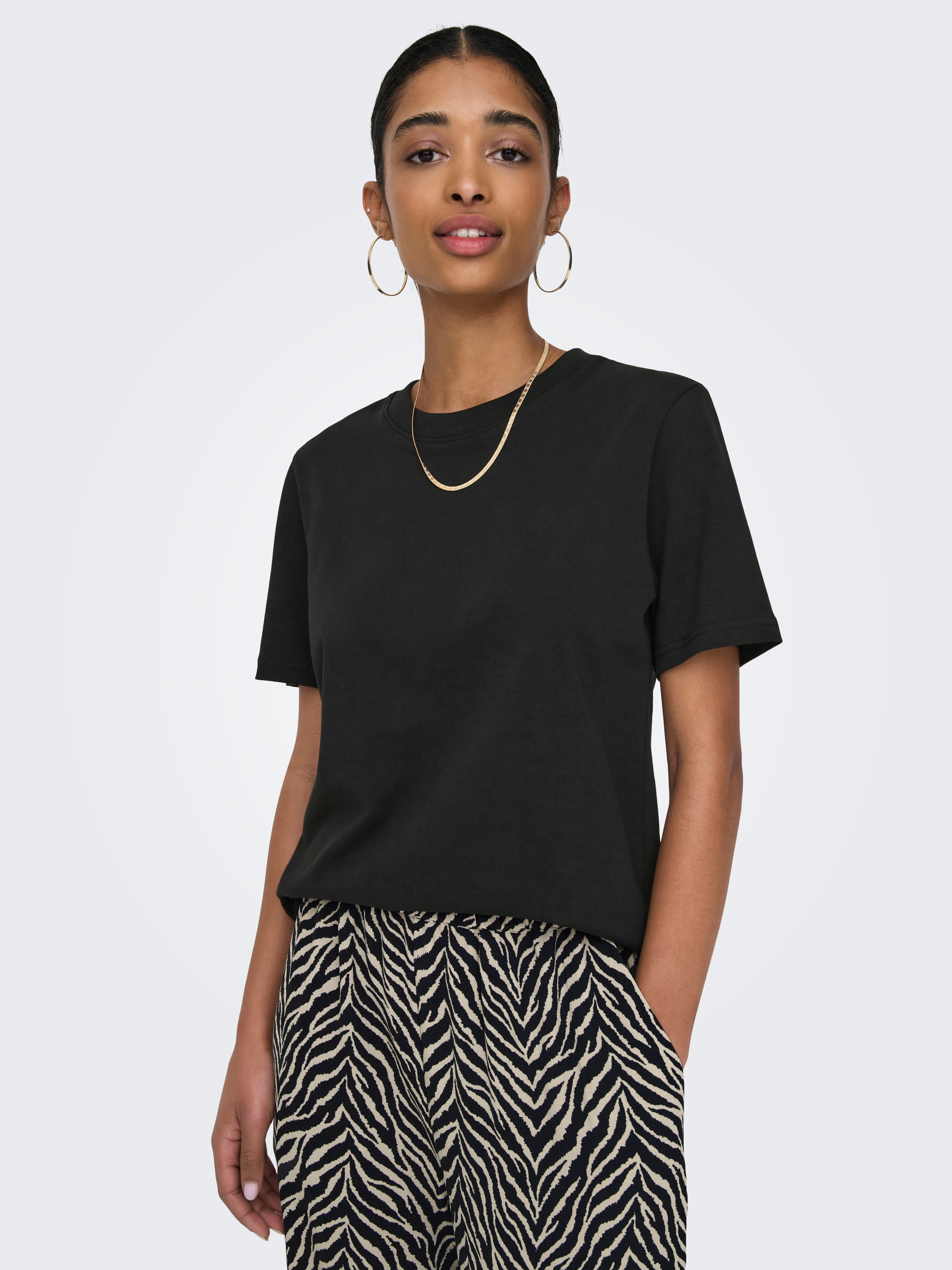 Only T-shirt ONLMONJA S/S TEE JRS NOOS dames t-shirts maat L (40) zwart